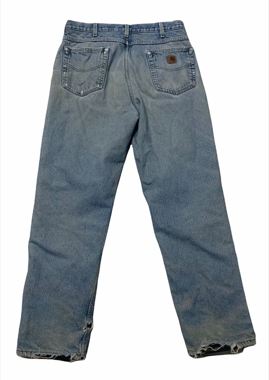 Carhartt × Vintage VINTAGE CARHARTT FLEECE WARM LINED RIPPED DENIM Size US 35 - 3 Thumbnail