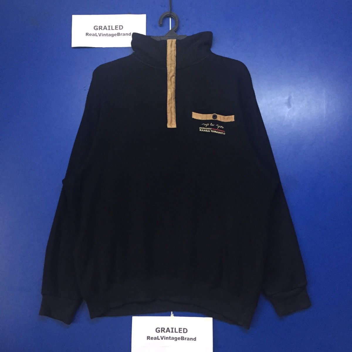 Japanese Brand × Kansai Yamamoto Vintage Kansai Yamamoto Half Zip Sweatshirt Size US L / EU 52-54 / 3 - 1 Thumbnail