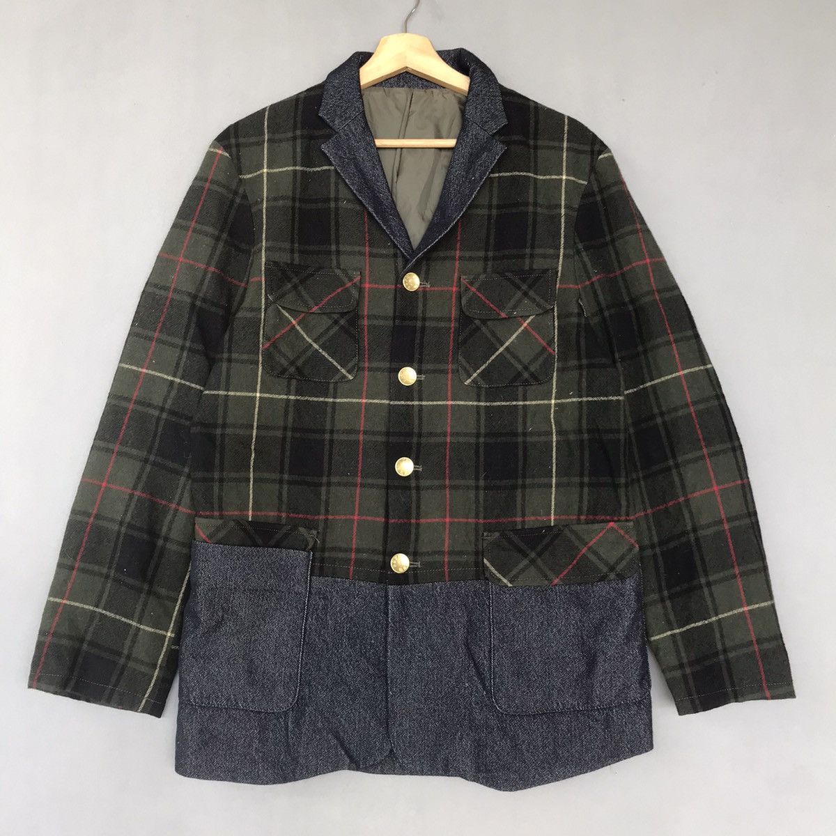 Japanese Brand × PPFM × Vintage Vintage Wool PPFM COAT BLAZER Tartan design Size 46R - 1 Thumbnail