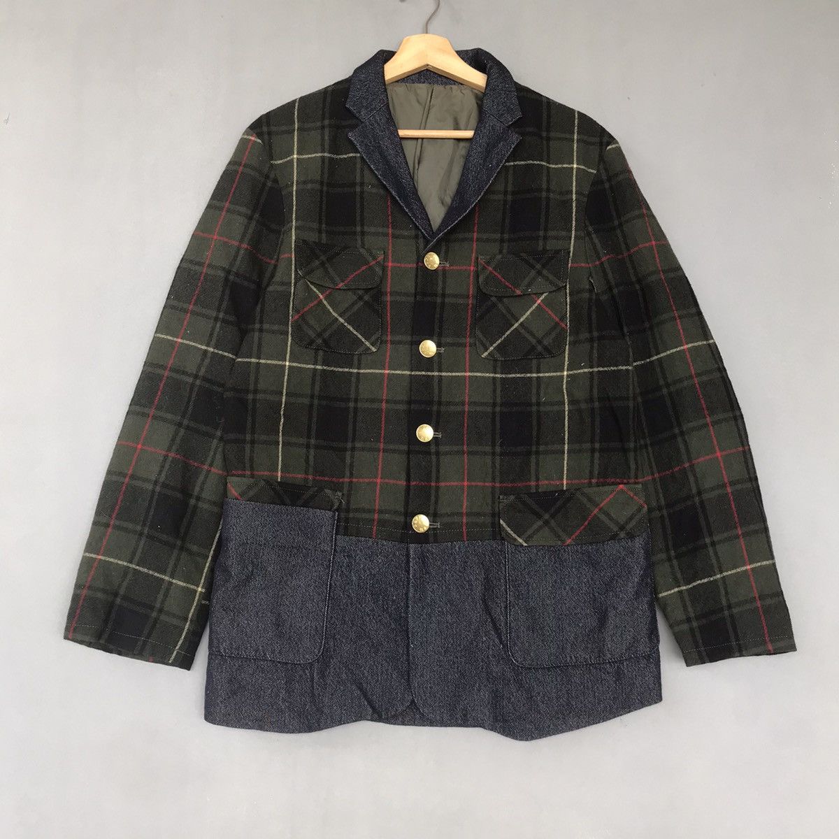 Japanese Brand × PPFM × Vintage Vintage Wool PPFM COAT BLAZER Tartan design Size 46R - 3 Thumbnail