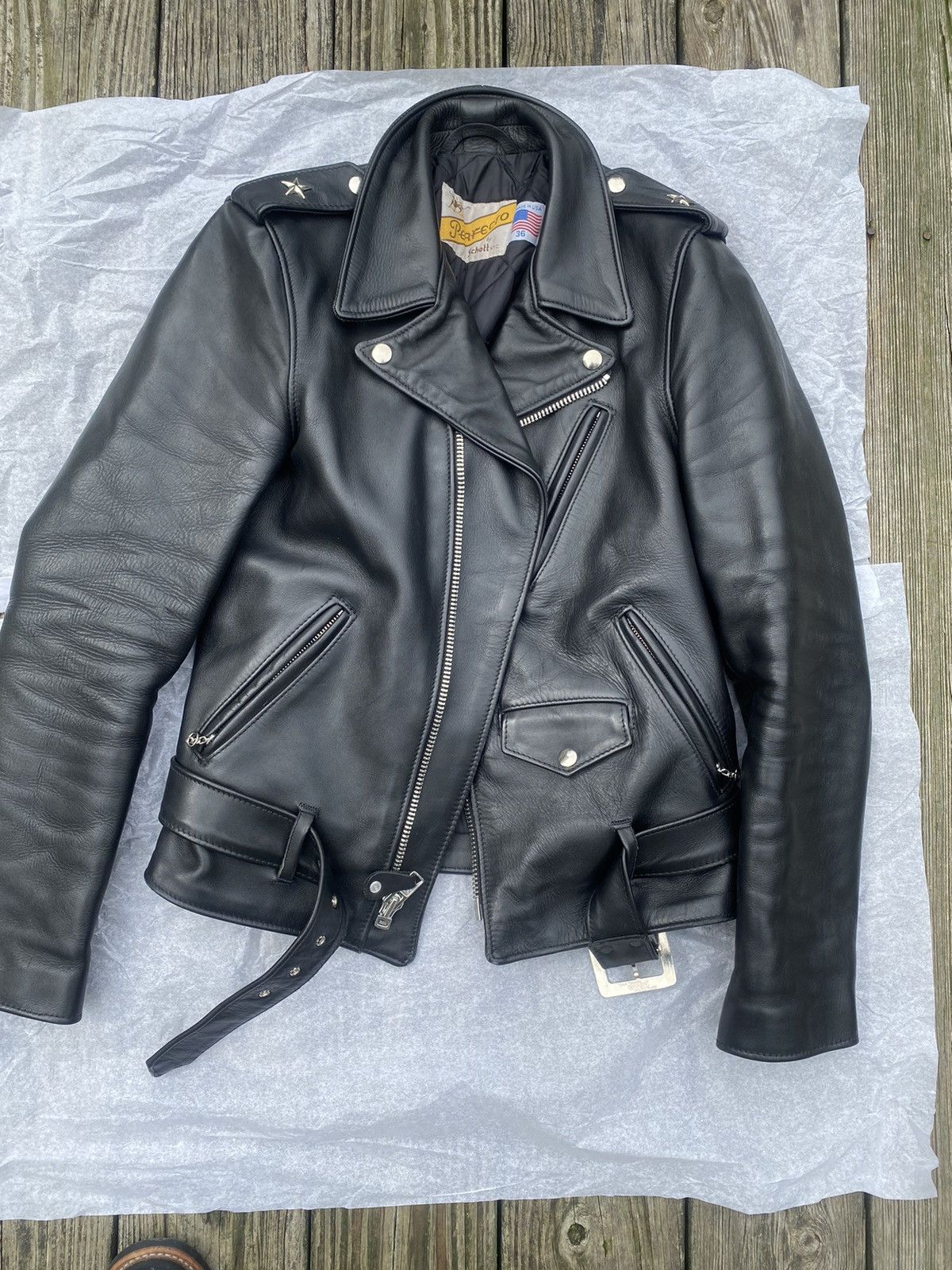 Schott Schott 613S Perfecto One Star Black Leather Jacket | Grailed