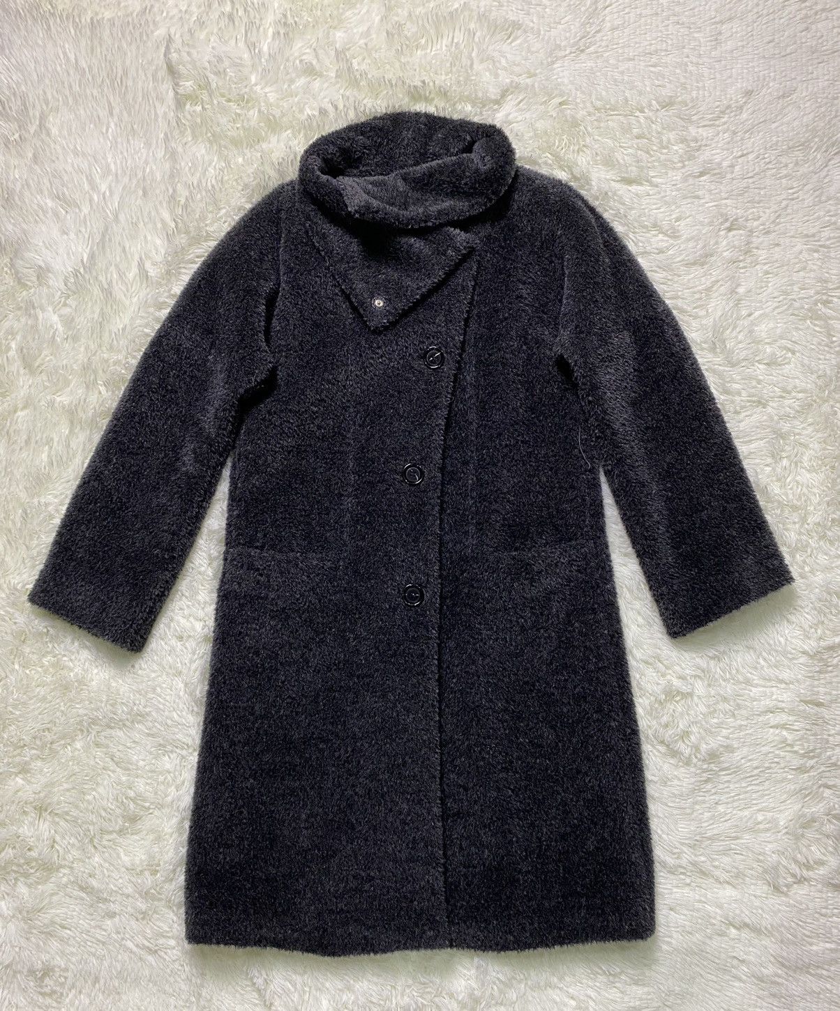 Max Mara Max Mara Studio Alpaca Virgin Wool Dark Grey Long Coat Size S / US 4 / IT 40 - 8 Thumbnail
