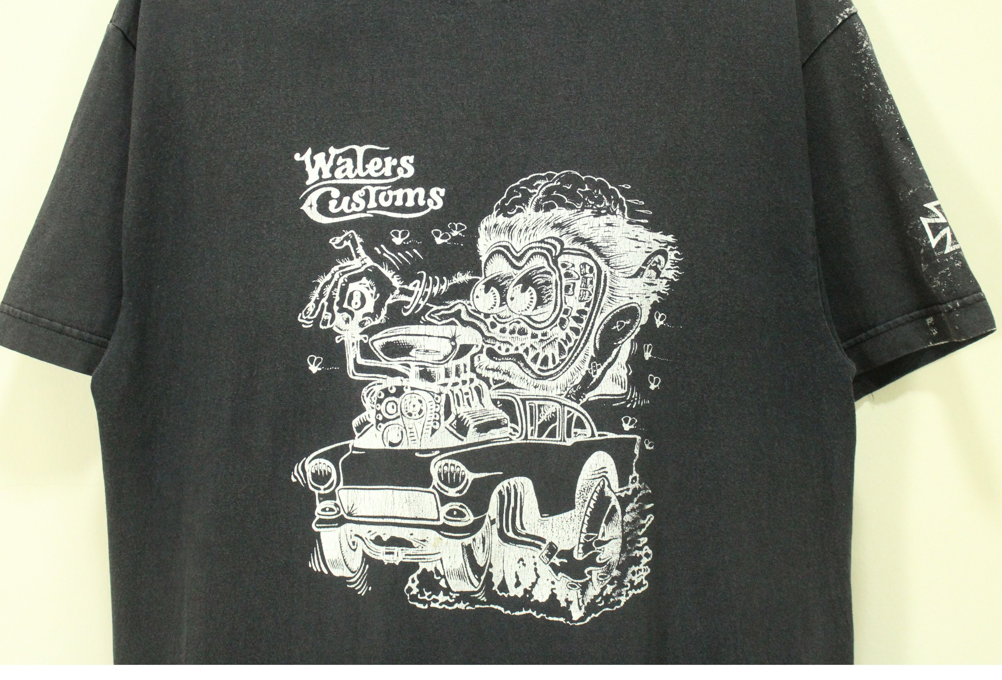 Vintage Vintage WATERS CUSTOMS T Shirt Faded Black Size US L / EU 52-54 / 3 - 2 Thumbnail