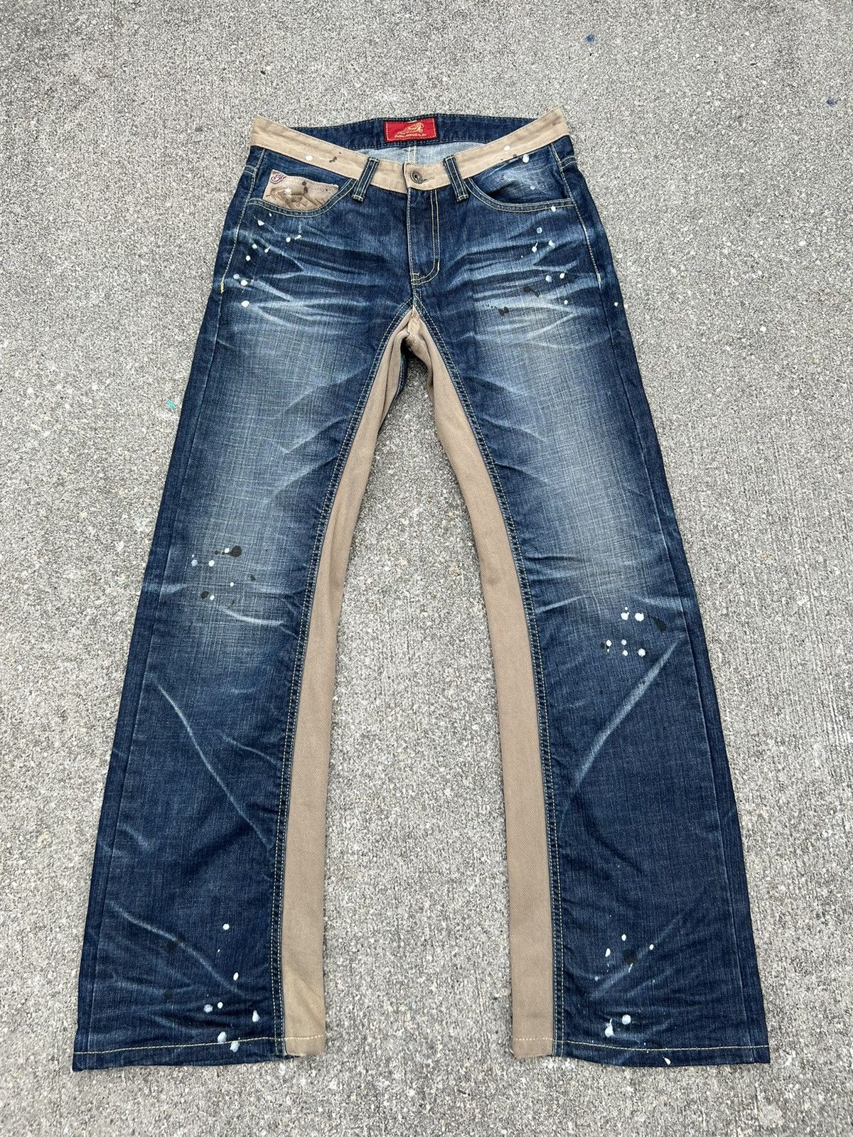 Indian Motorcycle × Vintage VTG Indian Motorcycle Painter Denim Wide Leg Hybrid Jeans Size US 30 / EU 46 - 1 Thumbnail