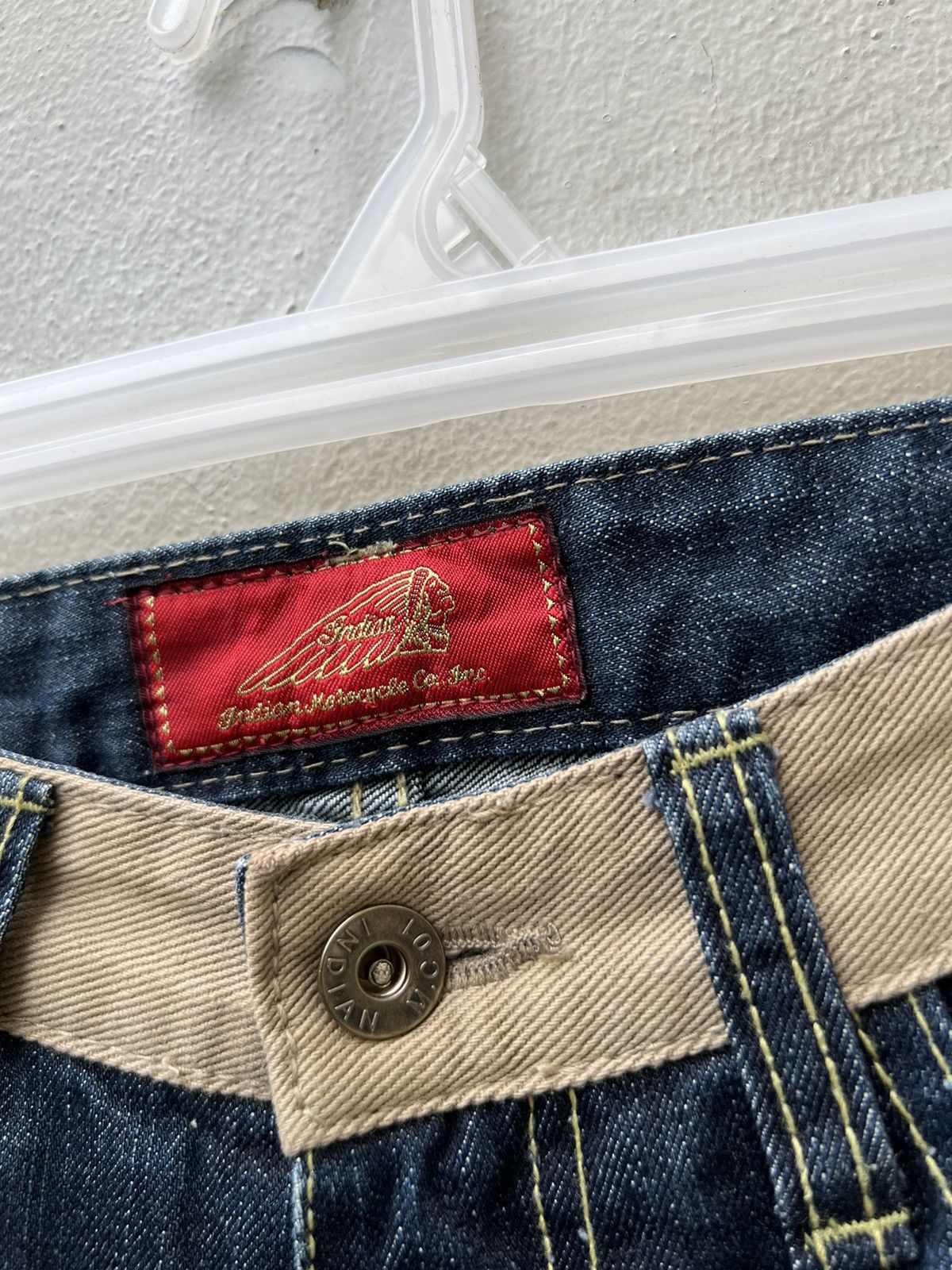 Indian Motorcycle × Vintage VTG Indian Motorcycle Painter Denim Wide Leg Hybrid Jeans Size US 30 / EU 46 - 8 Thumbnail