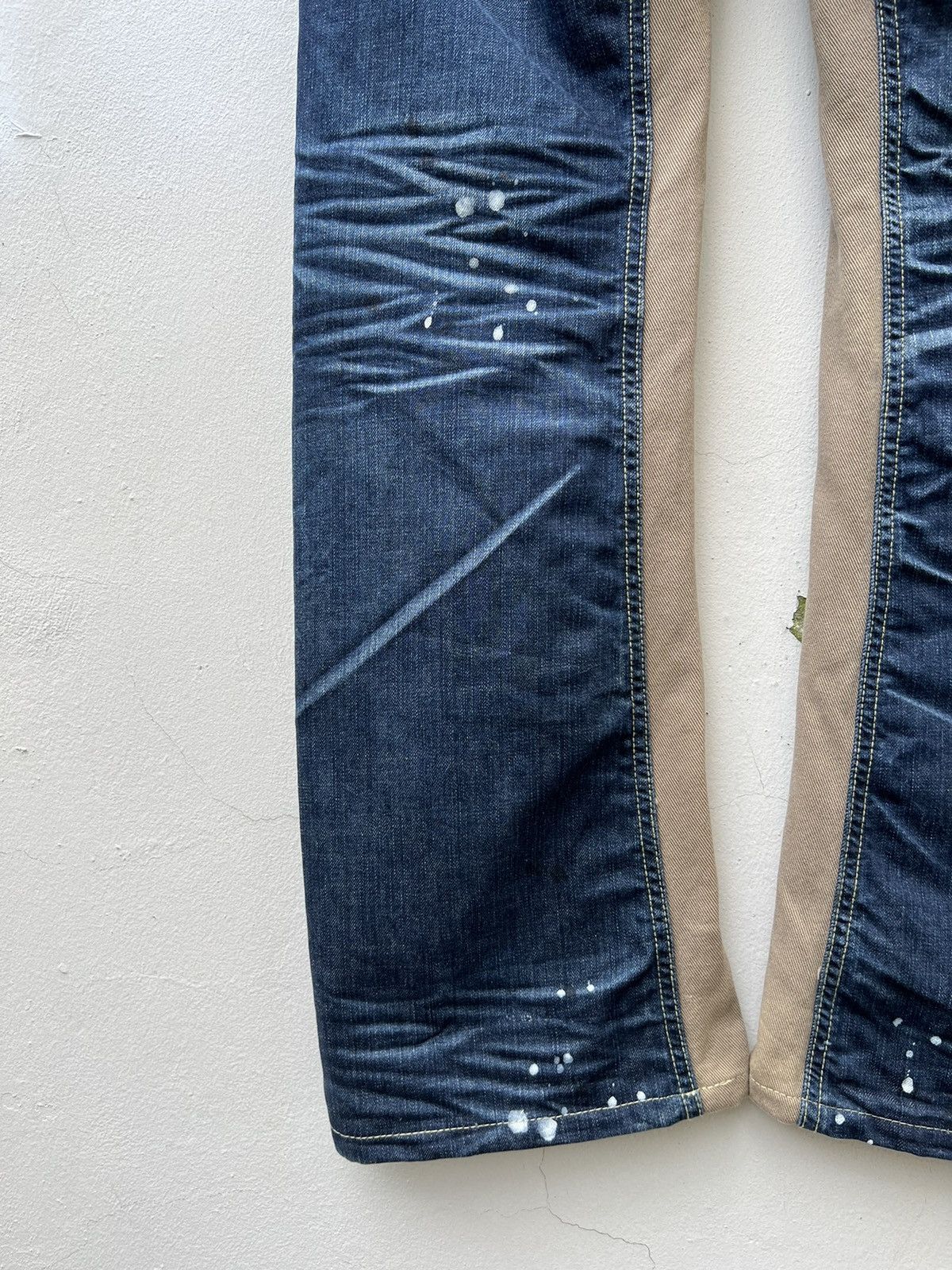Indian Motorcycle × Vintage VTG Indian Motorcycle Painter Denim Wide Leg Hybrid Jeans Size US 30 / EU 46 - 19 Thumbnail