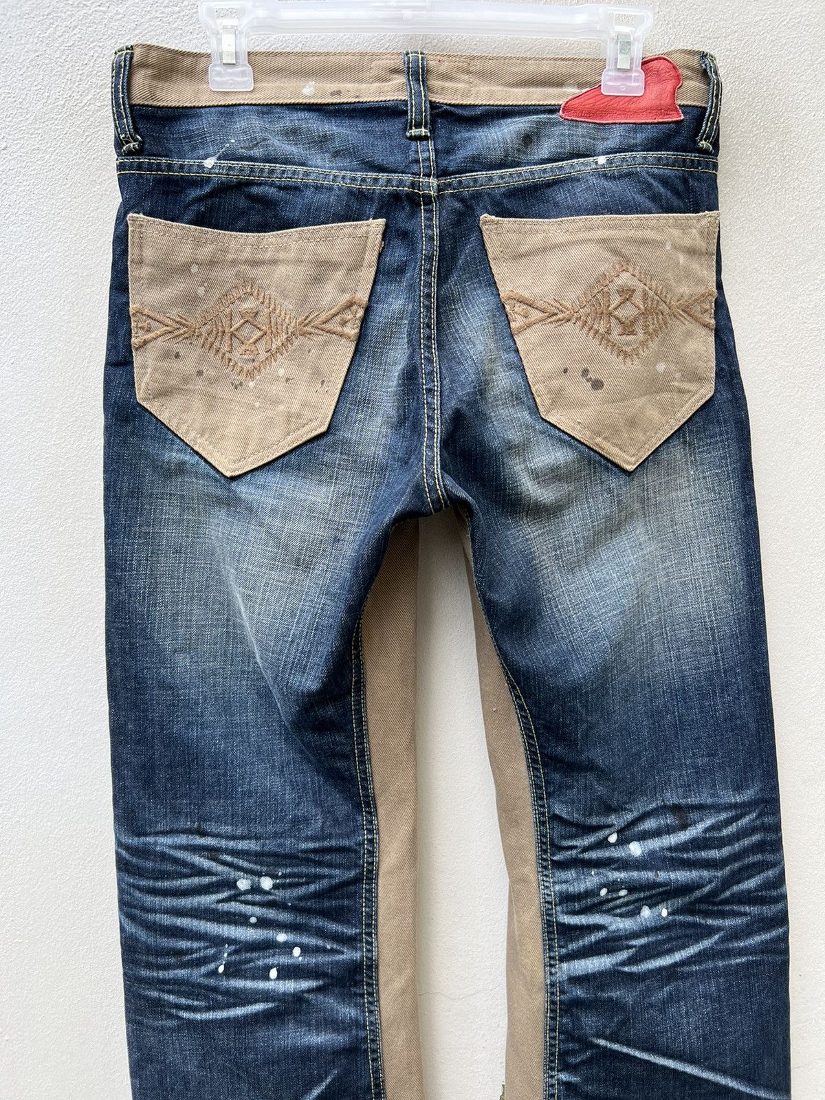 Indian Motorcycle × Vintage VTG Indian Motorcycle Painter Denim Wide Leg Hybrid Jeans Size US 30 / EU 46 - 17 Thumbnail