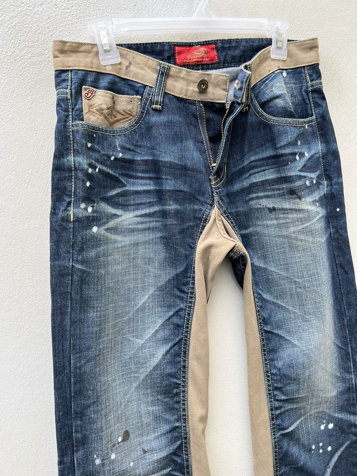 Indian Motorcycle × Vintage VTG Indian Motorcycle Painter Denim Wide Leg Hybrid Jeans Size US 30 / EU 46 - 9 Thumbnail