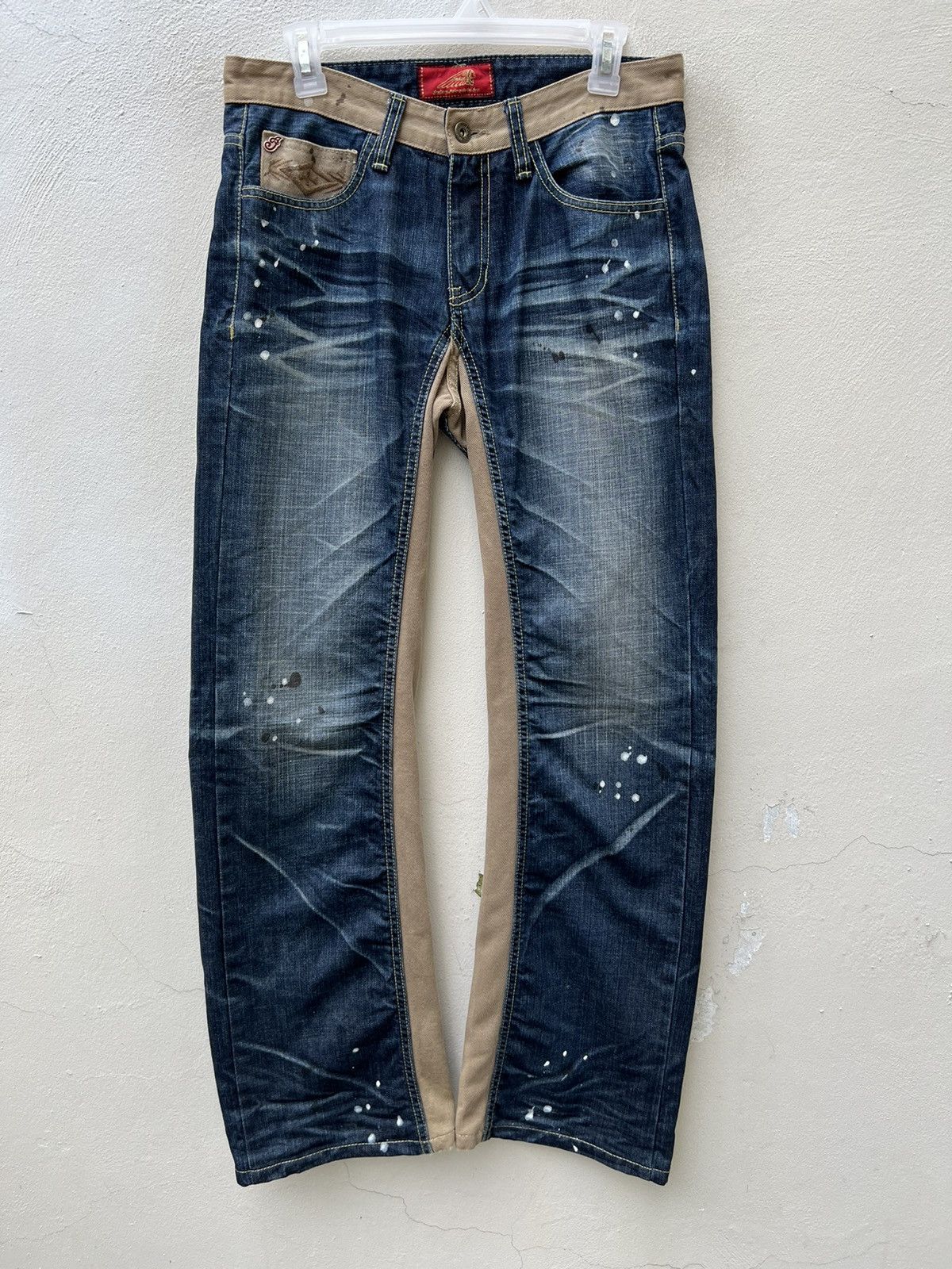 Indian Motorcycle × Vintage VTG Indian Motorcycle Painter Denim Wide Leg Hybrid Jeans Size US 30 / EU 46 - 6 Thumbnail