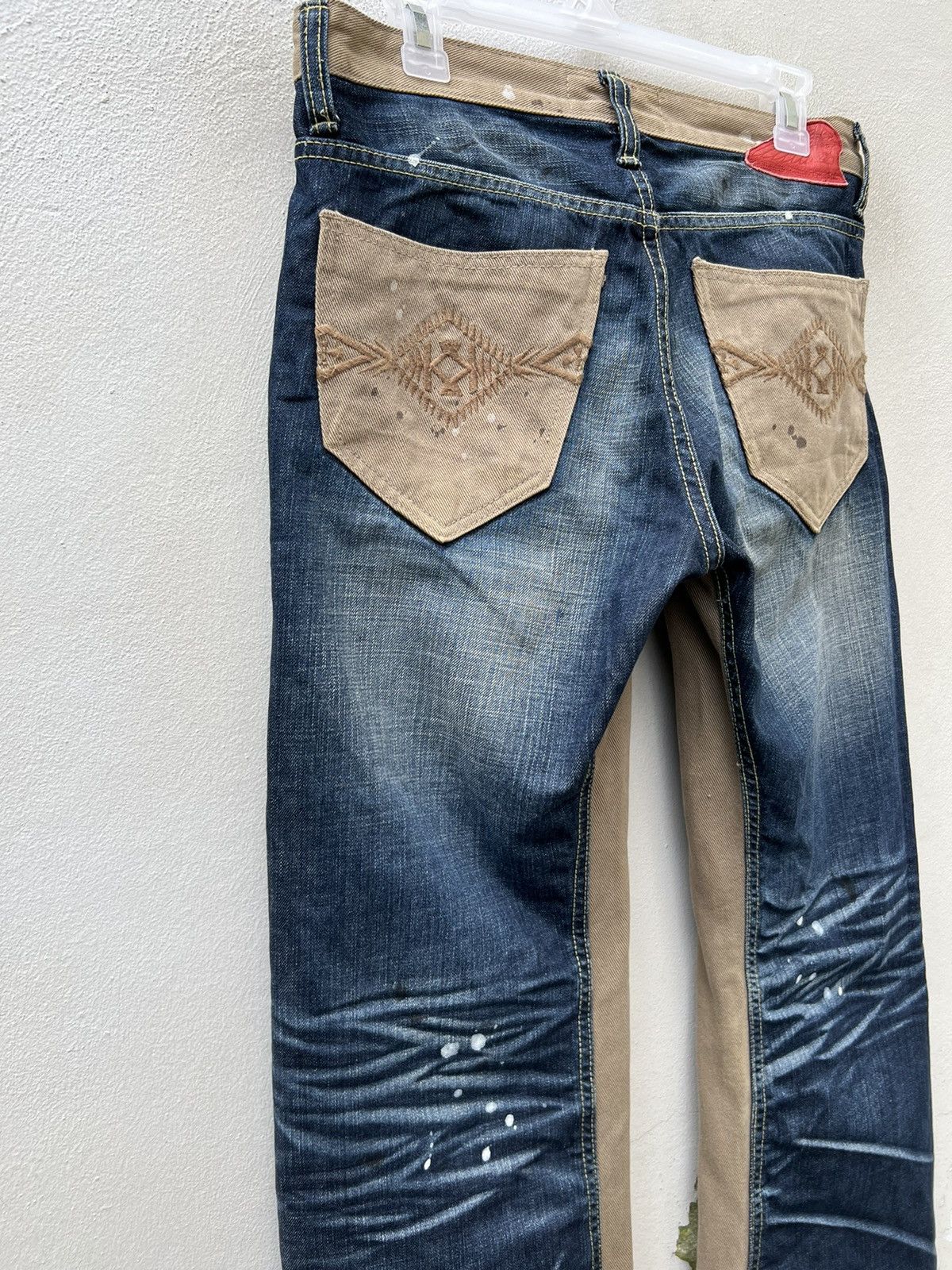 Indian Motorcycle × Vintage VTG Indian Motorcycle Painter Denim Wide Leg Hybrid Jeans Size US 30 / EU 46 - 18 Thumbnail