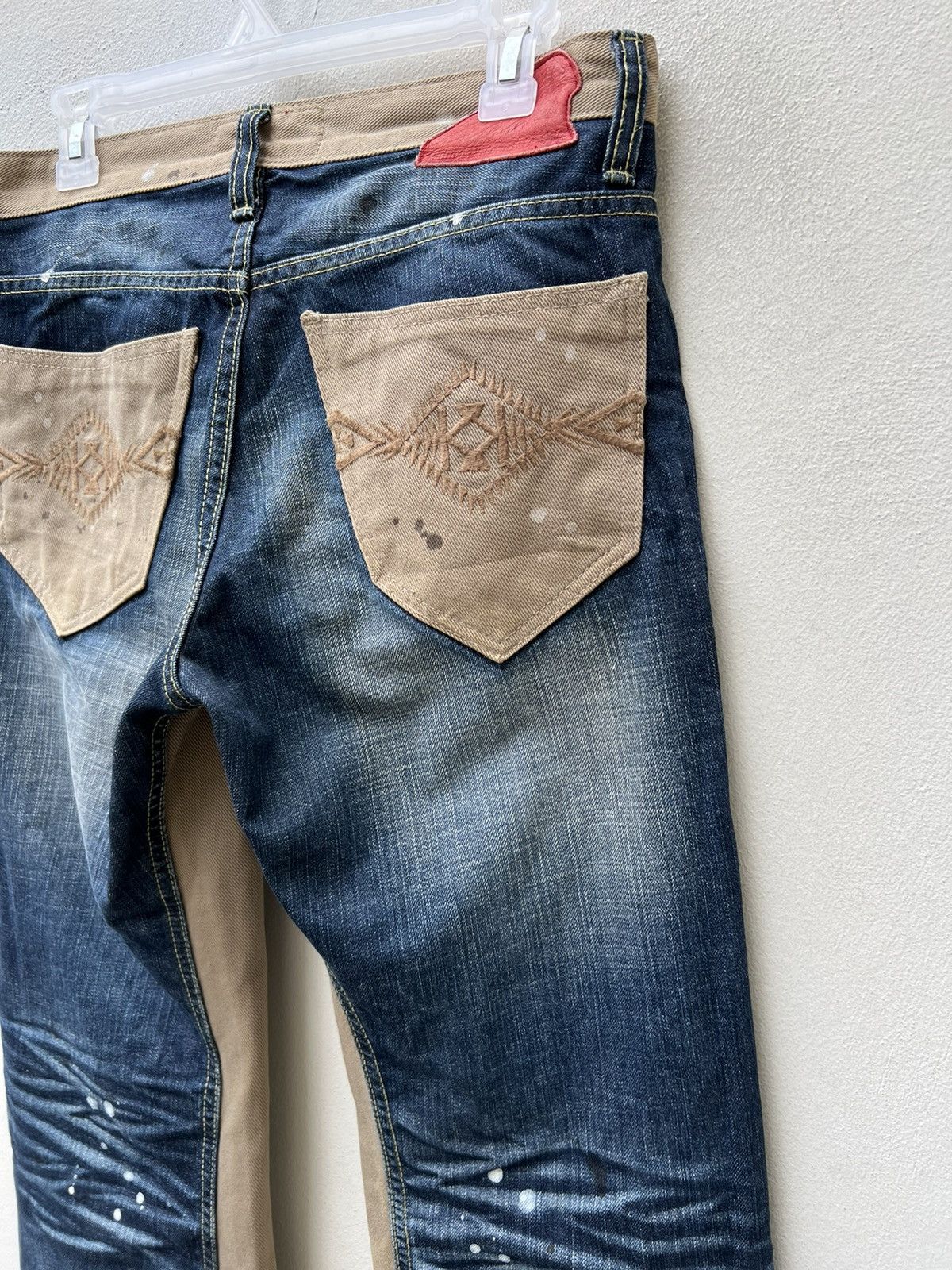 Indian Motorcycle × Vintage VTG Indian Motorcycle Painter Denim Wide Leg Hybrid Jeans Size US 30 / EU 46 - 20 Thumbnail