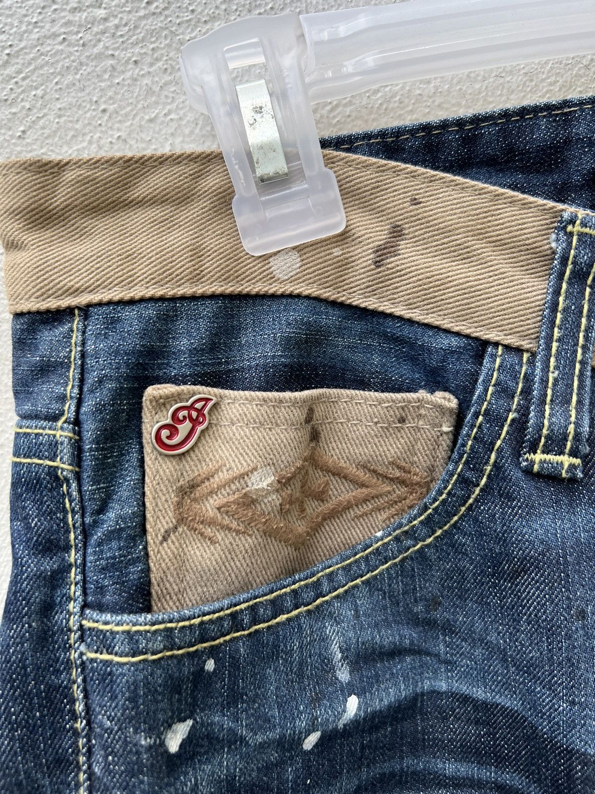 Indian Motorcycle × Vintage VTG Indian Motorcycle Painter Denim Wide Leg Hybrid Jeans Size US 30 / EU 46 - 10 Thumbnail