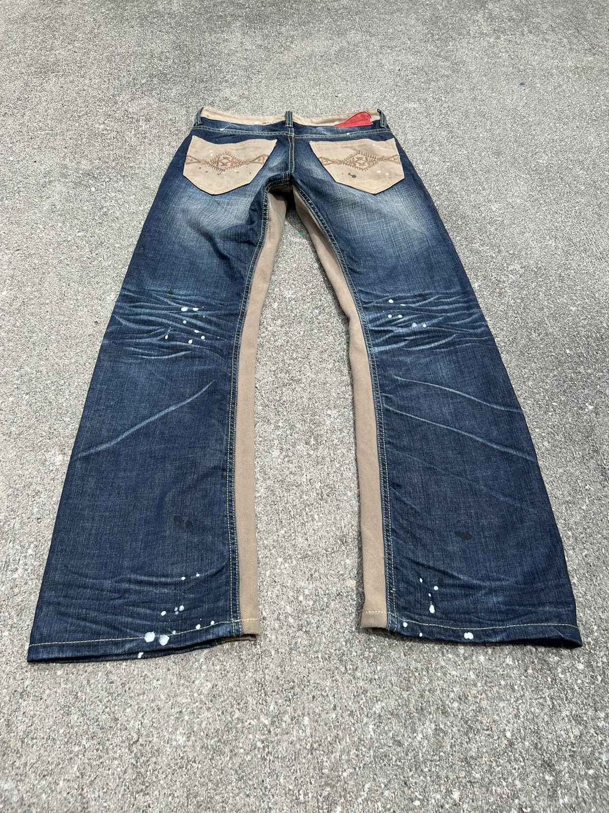 Indian Motorcycle × Vintage VTG Indian Motorcycle Painter Denim Wide Leg Hybrid Jeans Size US 30 / EU 46 - 5 Thumbnail