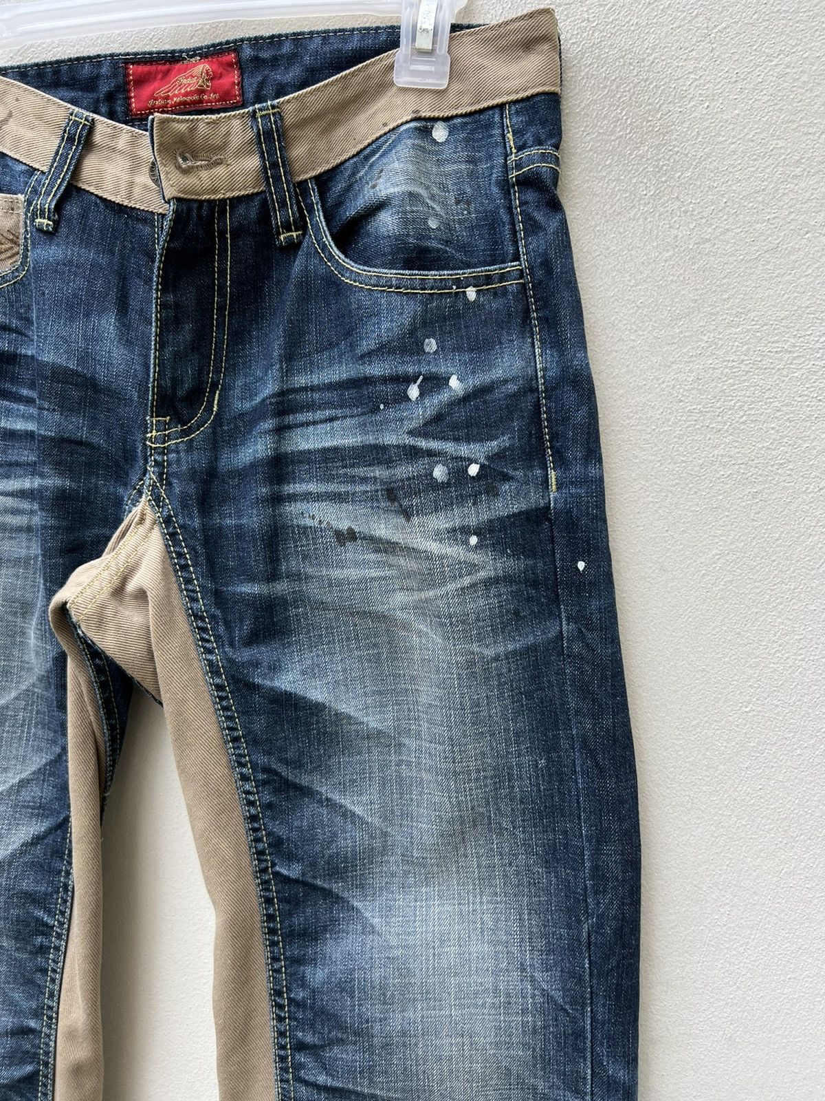 Indian Motorcycle × Vintage VTG Indian Motorcycle Painter Denim Wide Leg Hybrid Jeans Size US 30 / EU 46 - 13 Thumbnail