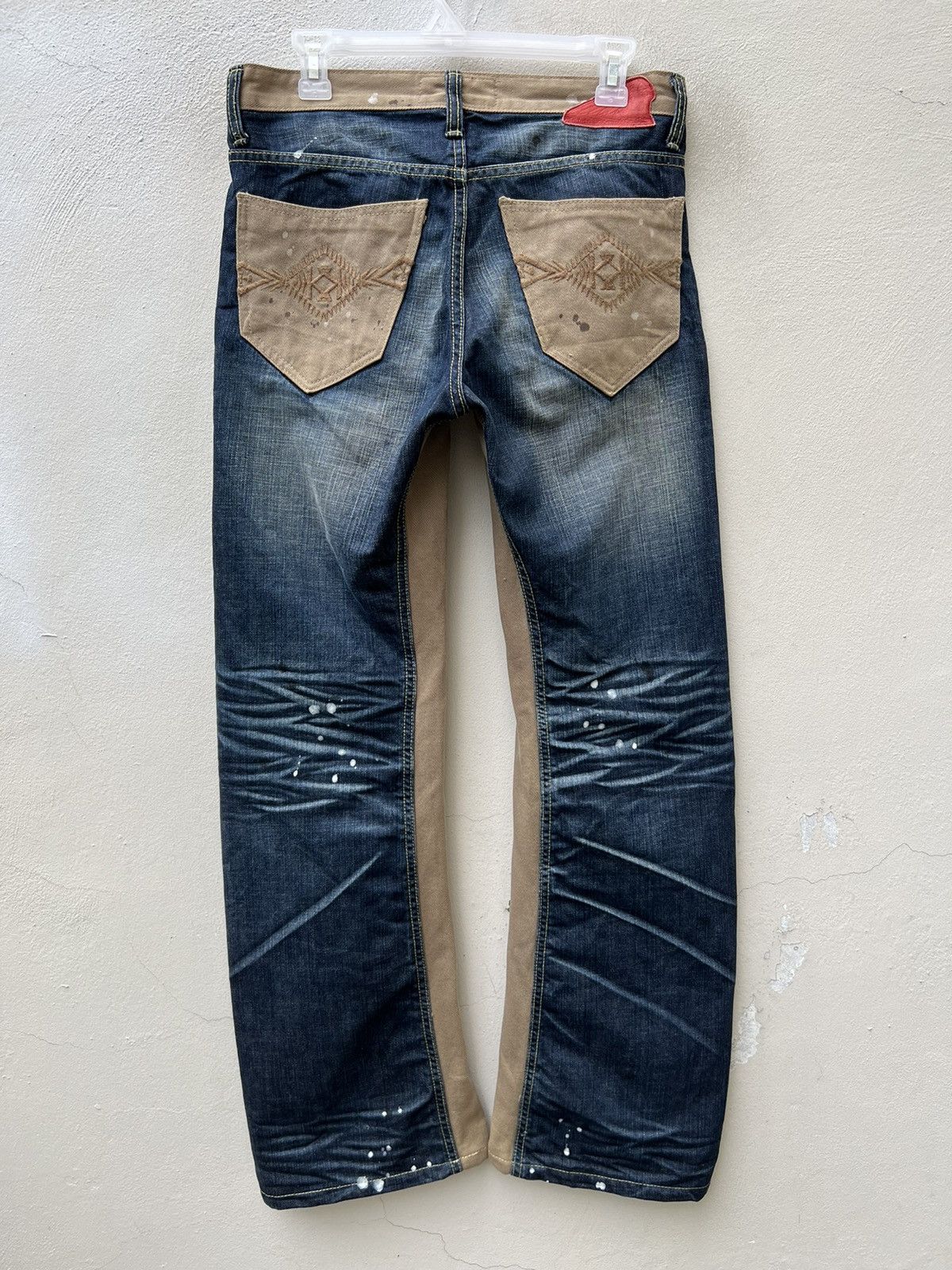 Indian Motorcycle × Vintage VTG Indian Motorcycle Painter Denim Wide Leg Hybrid Jeans Size US 30 / EU 46 - 16 Thumbnail