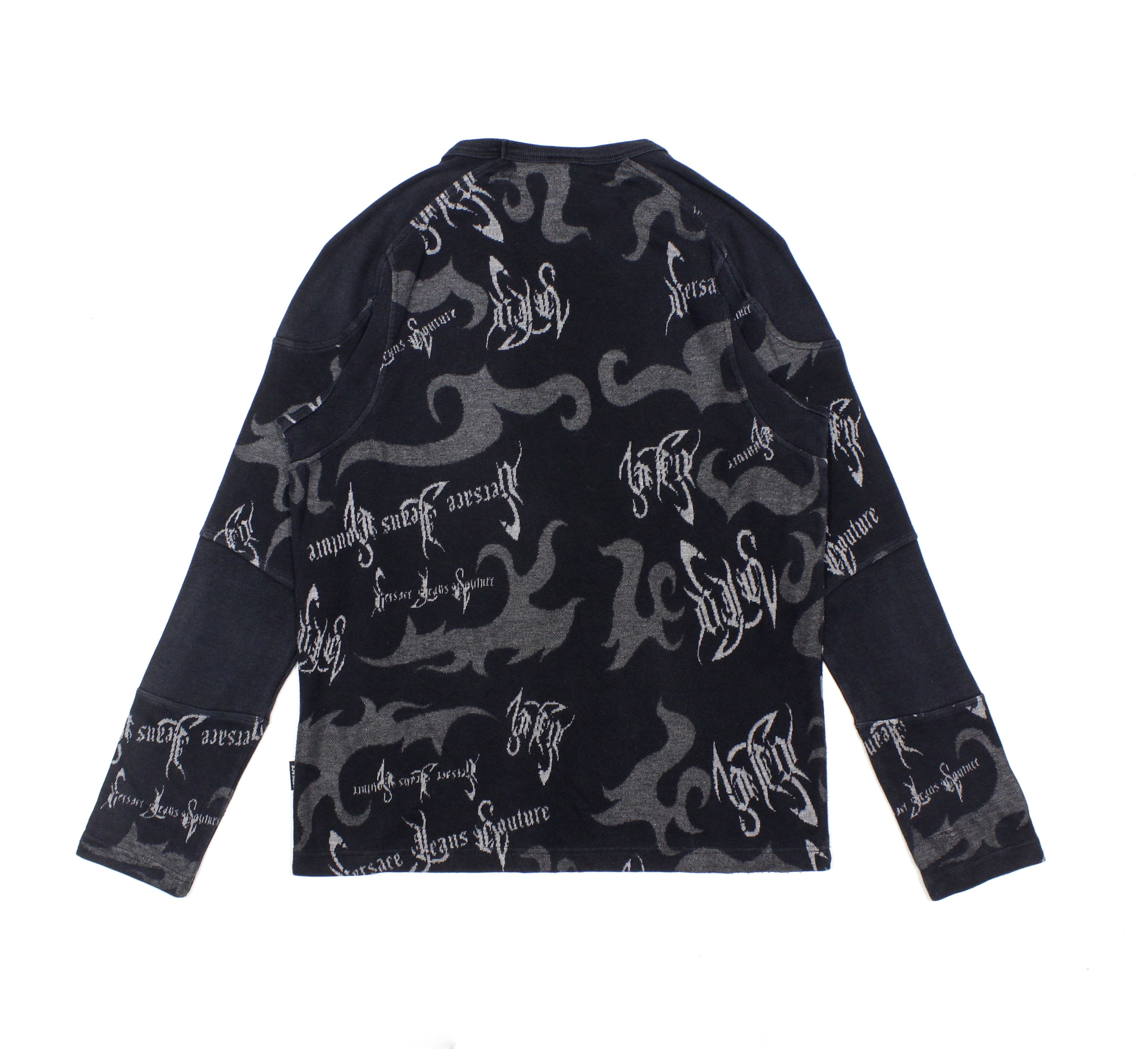 Versace 90S Gothic Tribal Tattoo Cotton Sweater Vintage Size L / US 10 / IT 46 - 2 Thumbnail