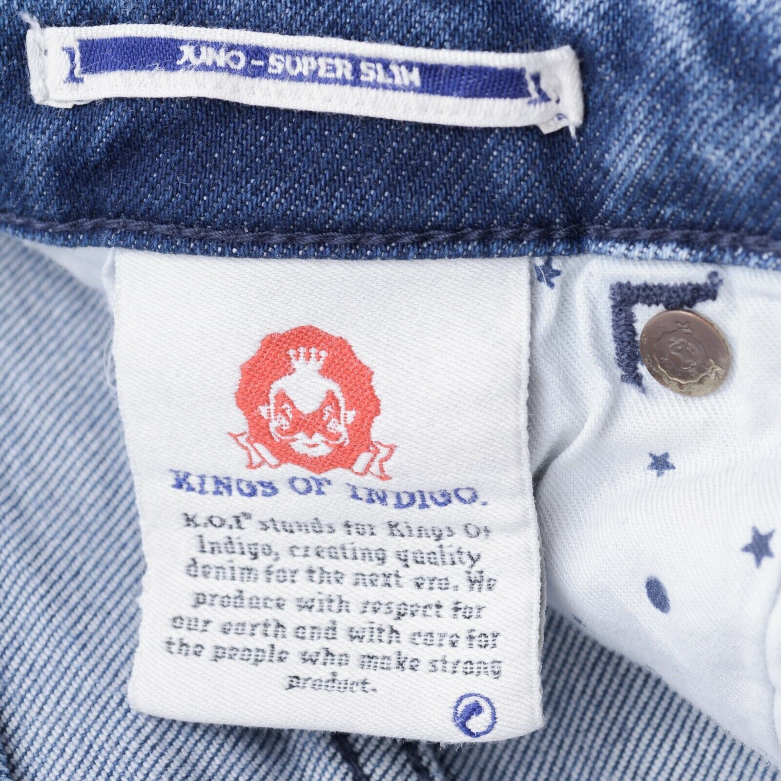 Indigo × Kings Of Indigo Juno Super Slim W28 L32 Jeans Trousers Pants KOI Denim Size 28" / US 6 / IT 42 - 5 Thumbnail