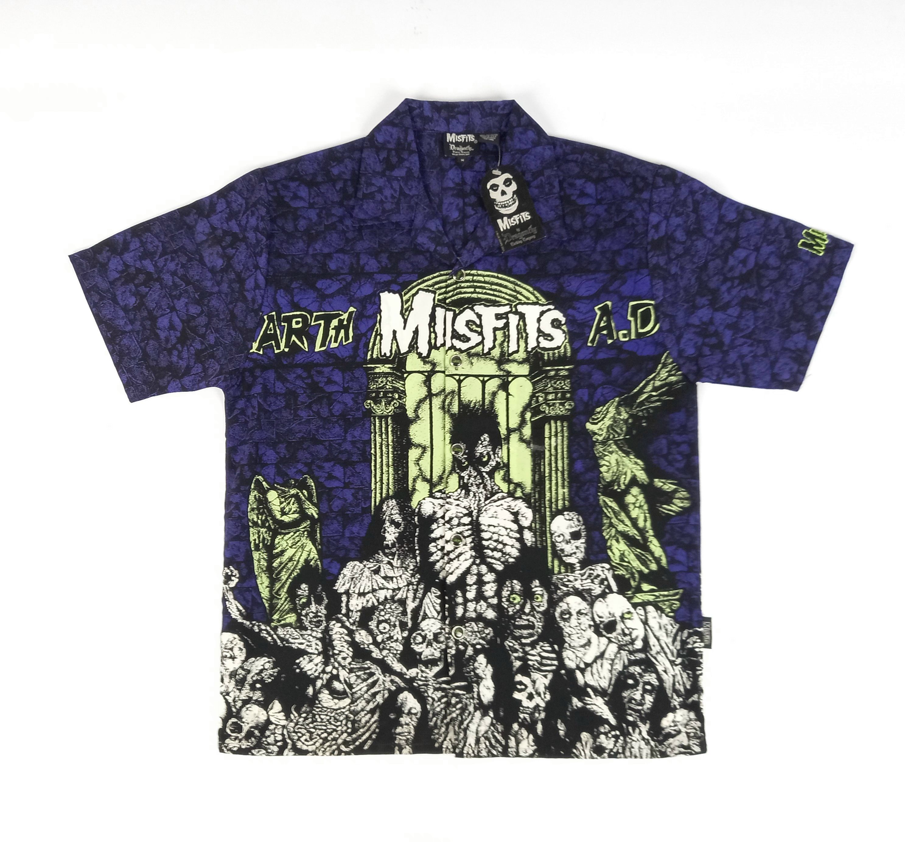 Pre-owned Band Tees X Misfits Vintage Over Print Shirt 2004 In Black