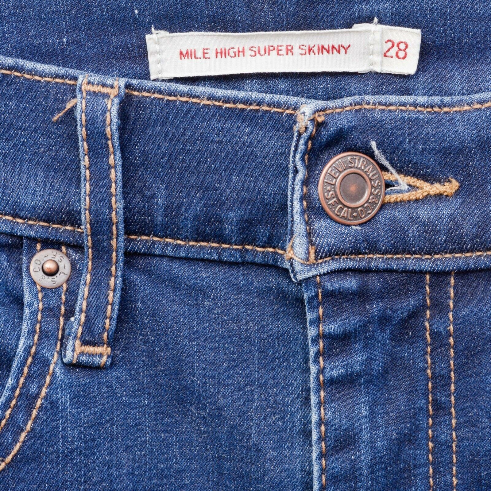 Levi's Big E Mile High Super Skinny Premium Denim Jeans Stretch Size 28" / US 6 / IT 42 - 4 Thumbnail