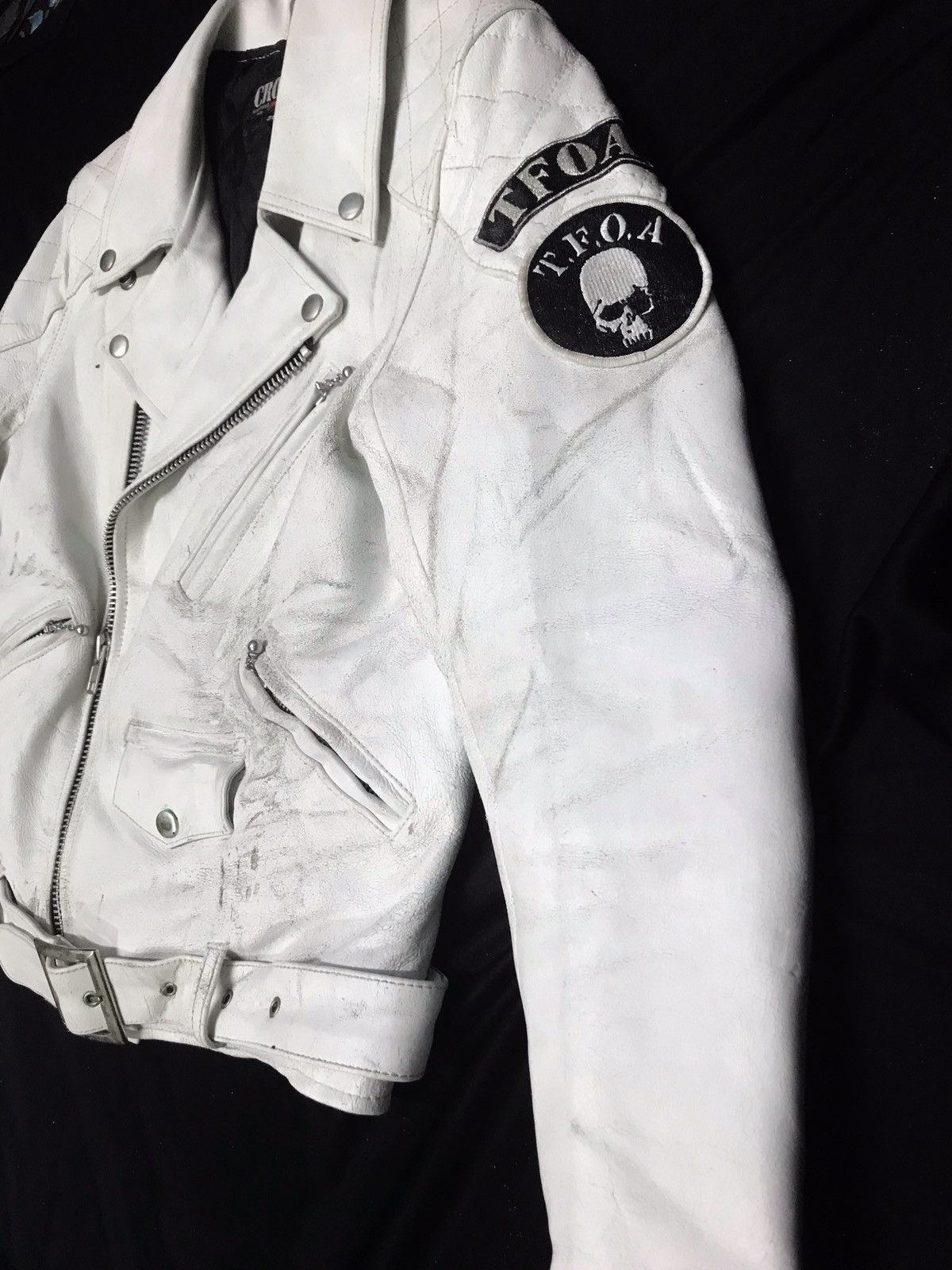 Japanese Brand White Lether Biker TFOA Jacket Size US S / EU 44-46 / 1 - 5 Thumbnail