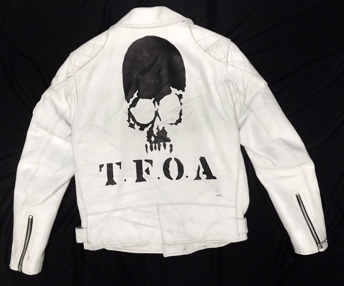 Japanese Brand White Lether Biker TFOA Jacket Size US S / EU 44-46 / 1 - 1 Thumbnail