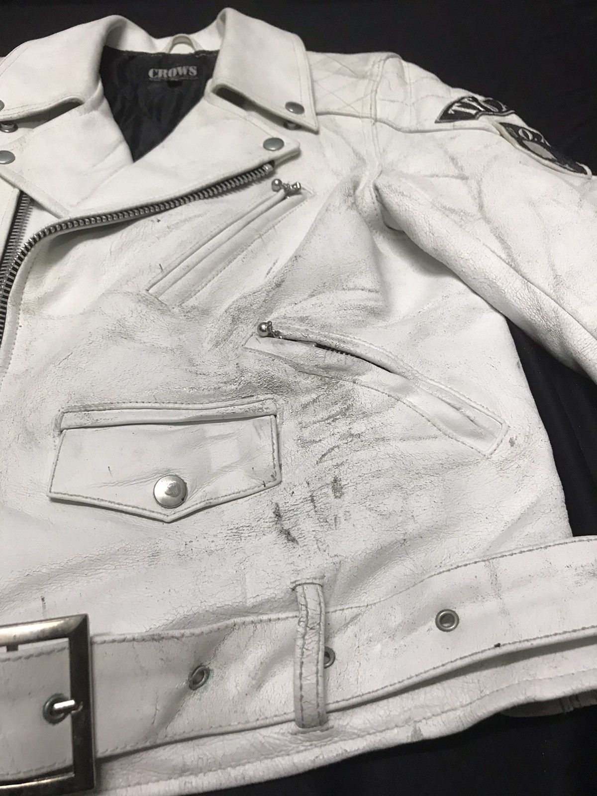 Japanese Brand White Lether Biker TFOA Jacket Size US S / EU 44-46 / 1 - 4 Thumbnail