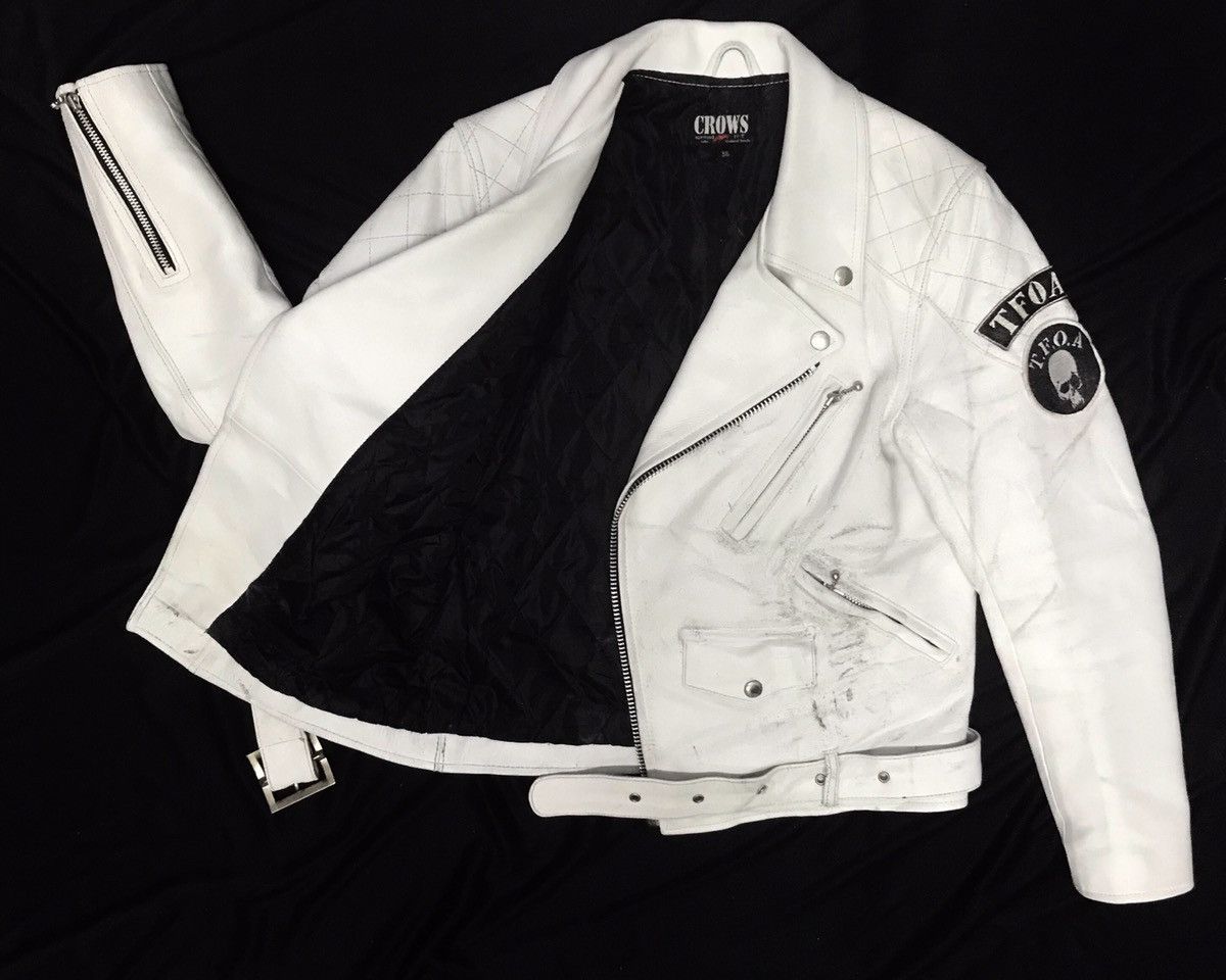 Japanese Brand White Lether Biker TFOA Jacket Size US S / EU 44-46 / 1 - 7 Thumbnail