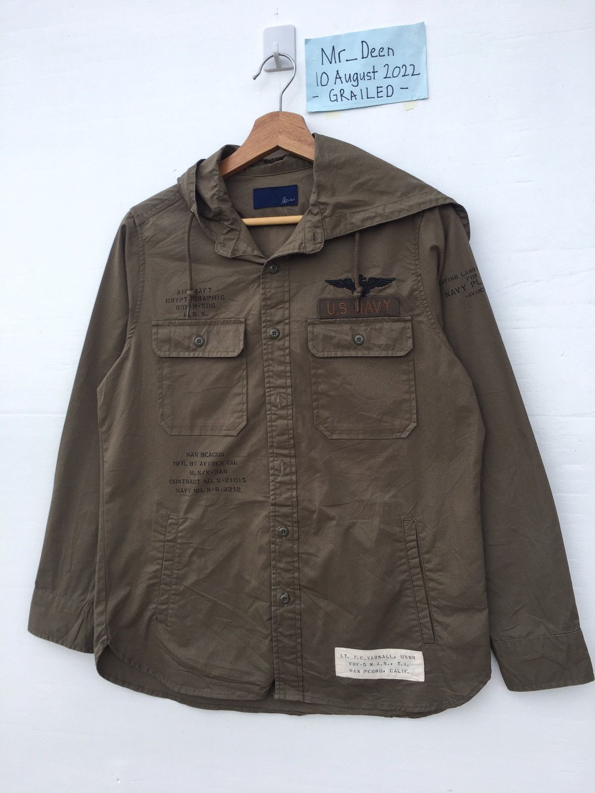 Avirex Rare Avirex Green Army Hooded Jacket Size US M / EU 48-50 / 2 - 3 Thumbnail