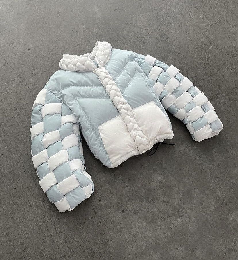 image of Badson Godray Puffer Jacket Erl Unisex in Blue/White, Men's (Size Large)