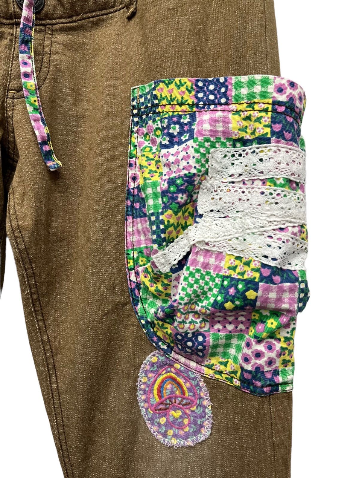 Art Comes First Art Cargo Patchwork Style Drawstring Stretch Denim Flare Size 30" / US 8 / IT 44 - 7 Thumbnail