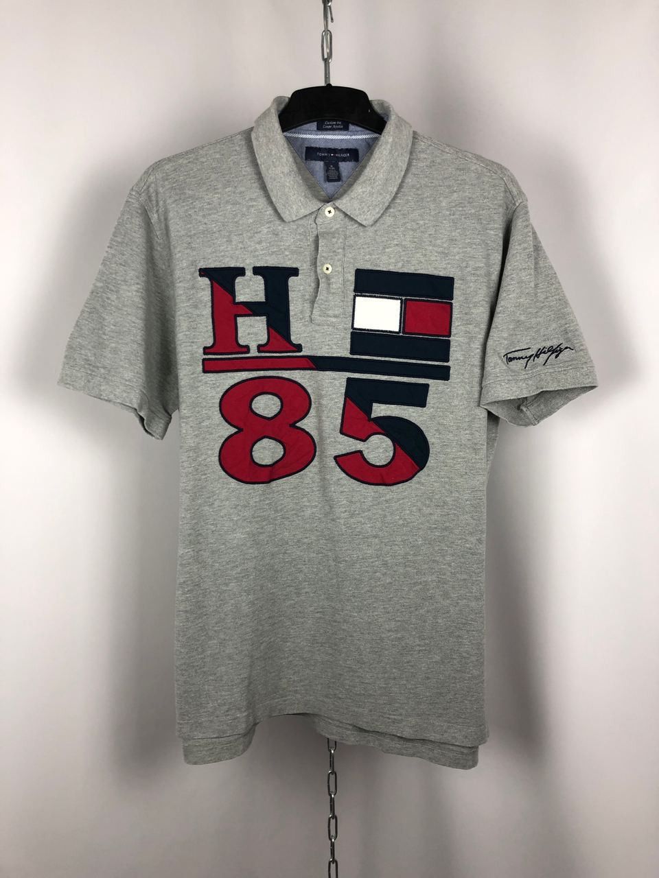 Tommy Hilfiger Men’s Tommy Hilfiger polo T-shirts big logo grey size XL Size US XL / EU 56 / 4 - 1 Thumbnail