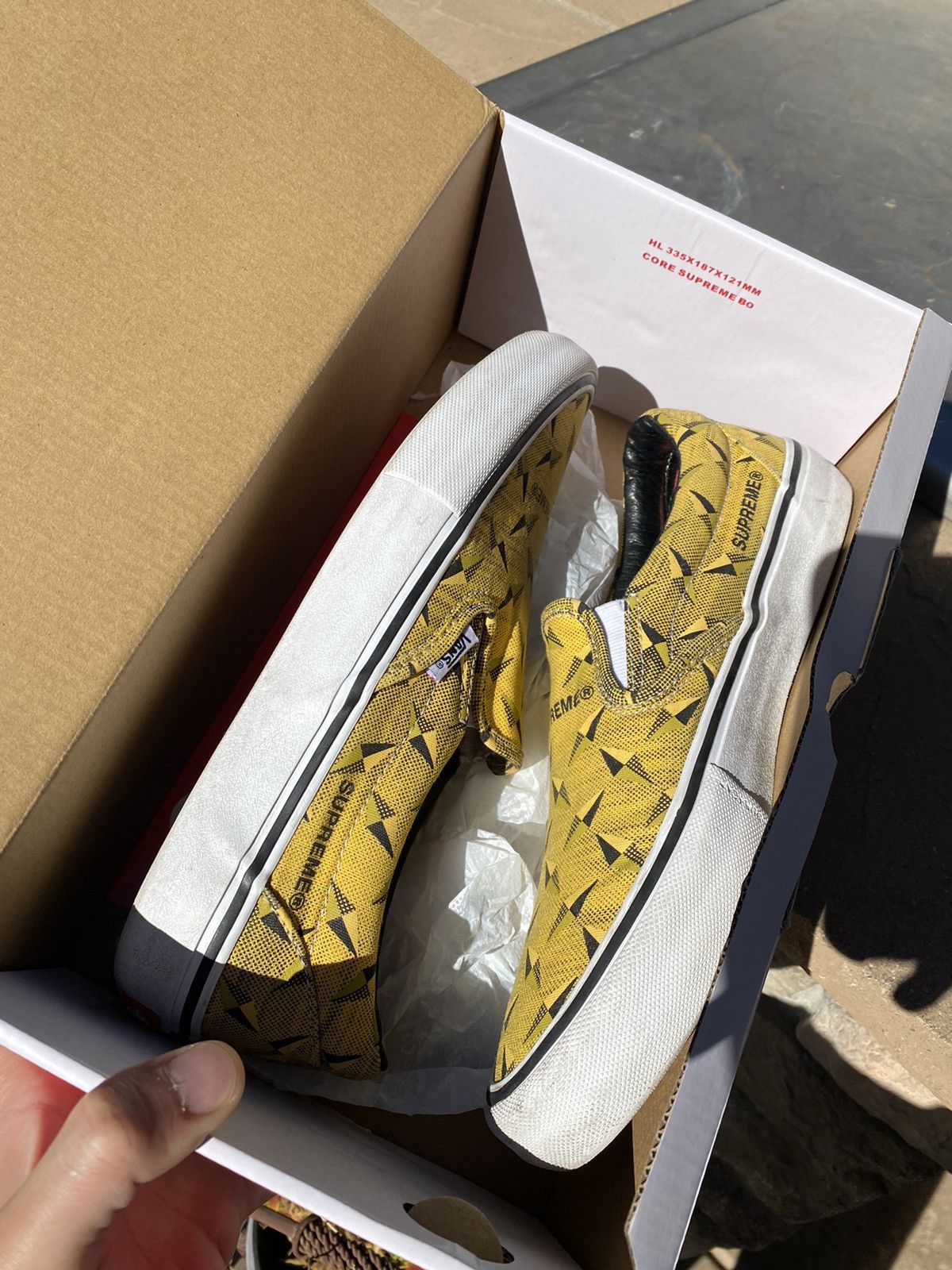 Supreme Vans Slip-On Supreme Diamond Plate Yellow | Grailed