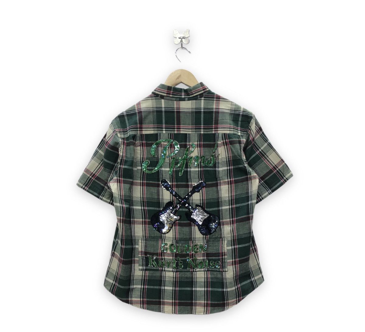 image of Ppfm Ppfn Golden Kurt’S Noise Punk Design Button Shirt in Green, Men's (Size Large)
