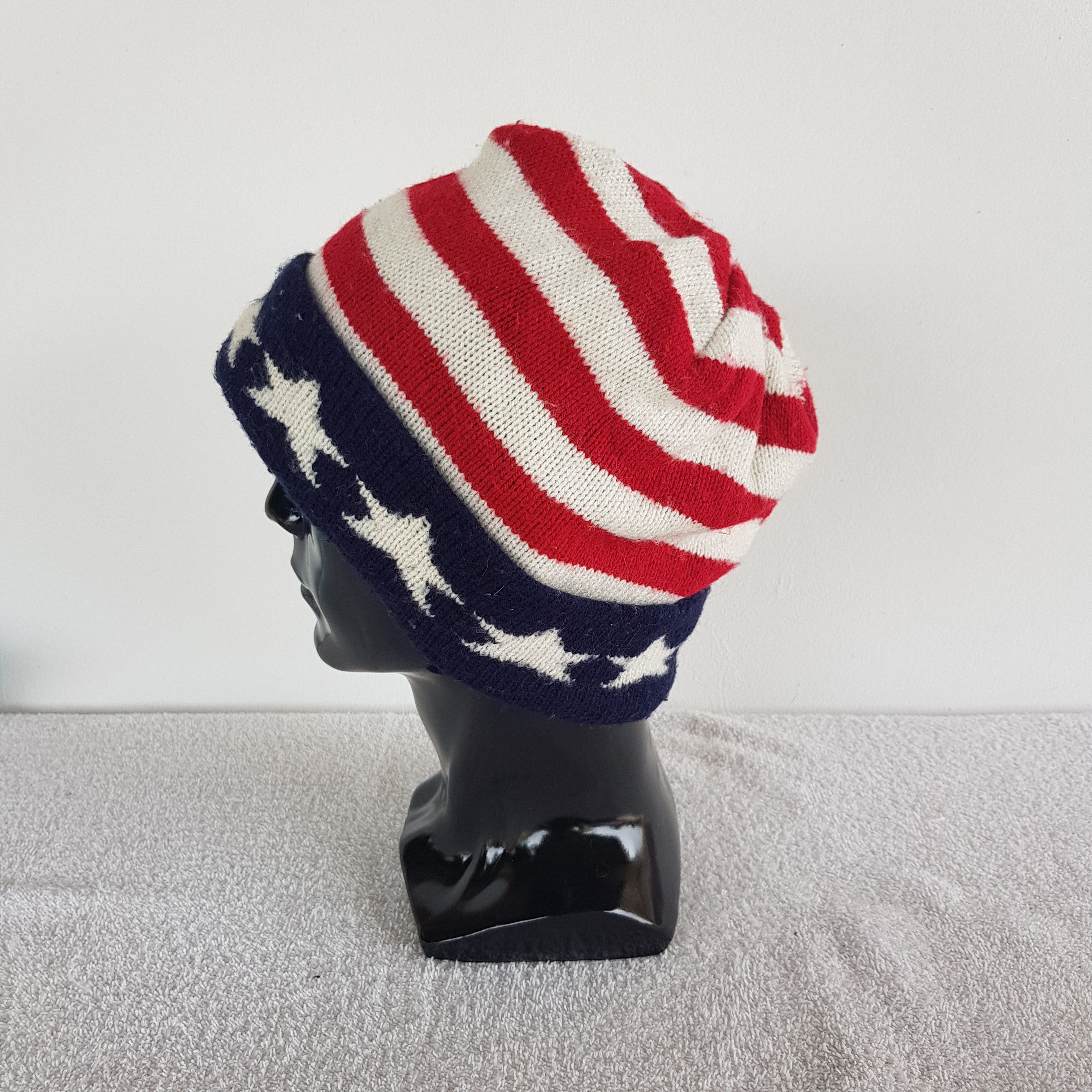 Japanese Brand × Vintage American Flag Beanie Knitted Snow Cap American Hats Size ONE SIZE - 4 Thumbnail