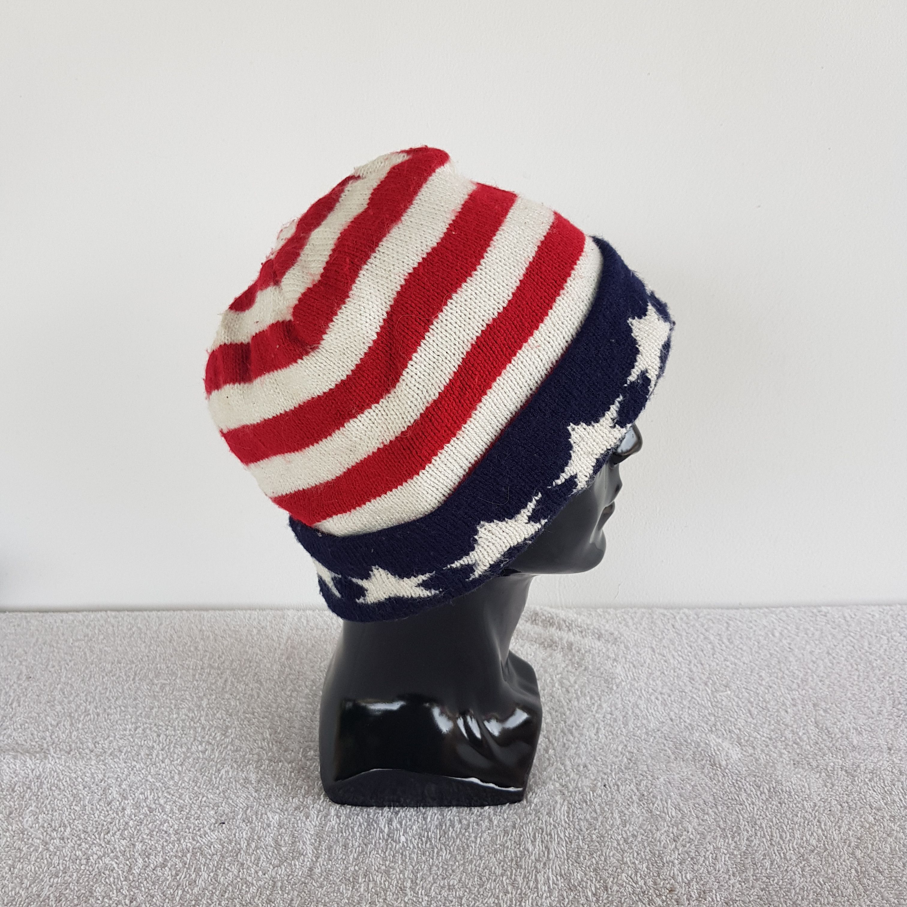Japanese Brand × Vintage American Flag Beanie Knitted Snow Cap American Hats Size ONE SIZE - 3 Thumbnail