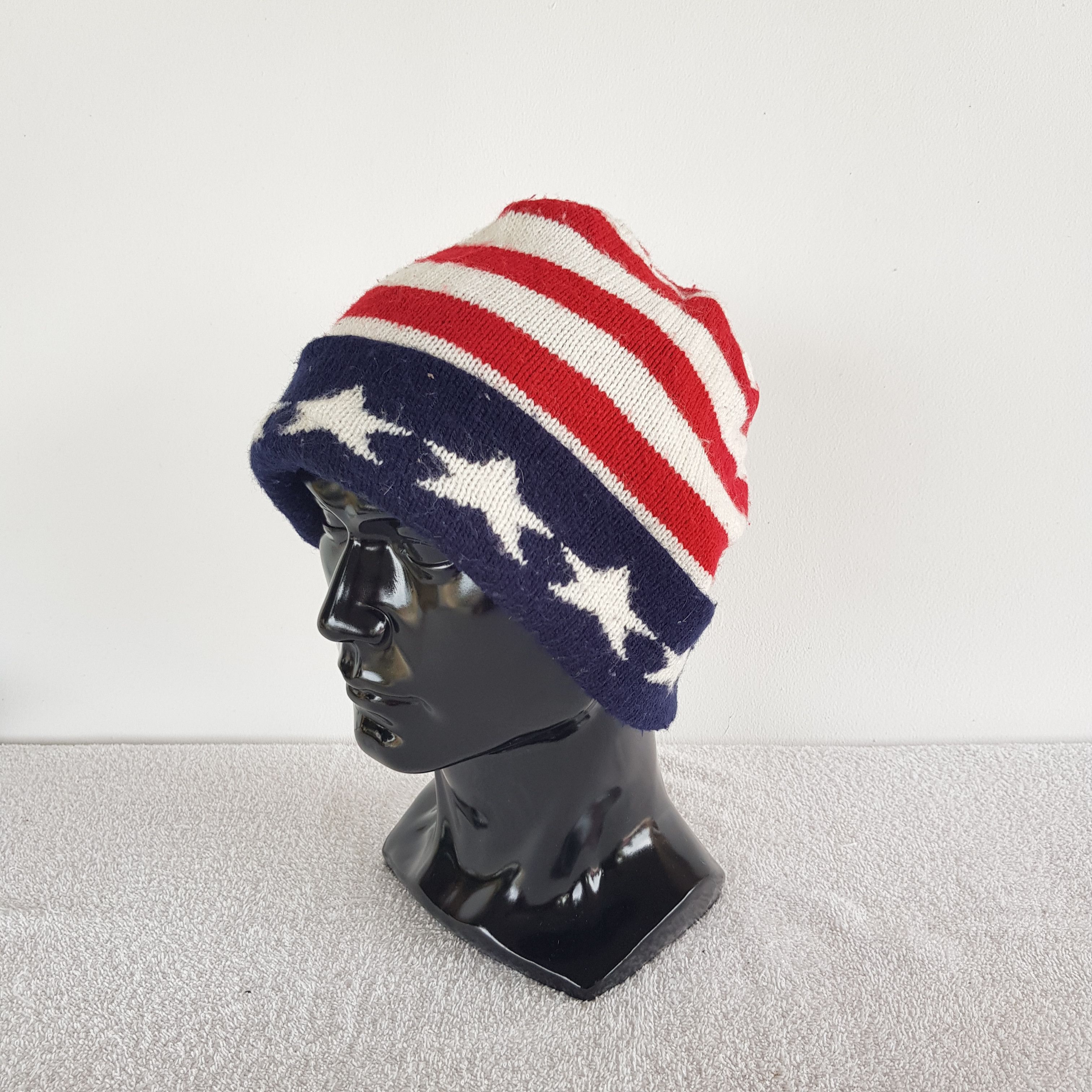 Japanese Brand × Vintage American Flag Beanie Knitted Snow Cap American Hats Size ONE SIZE - 2 Thumbnail