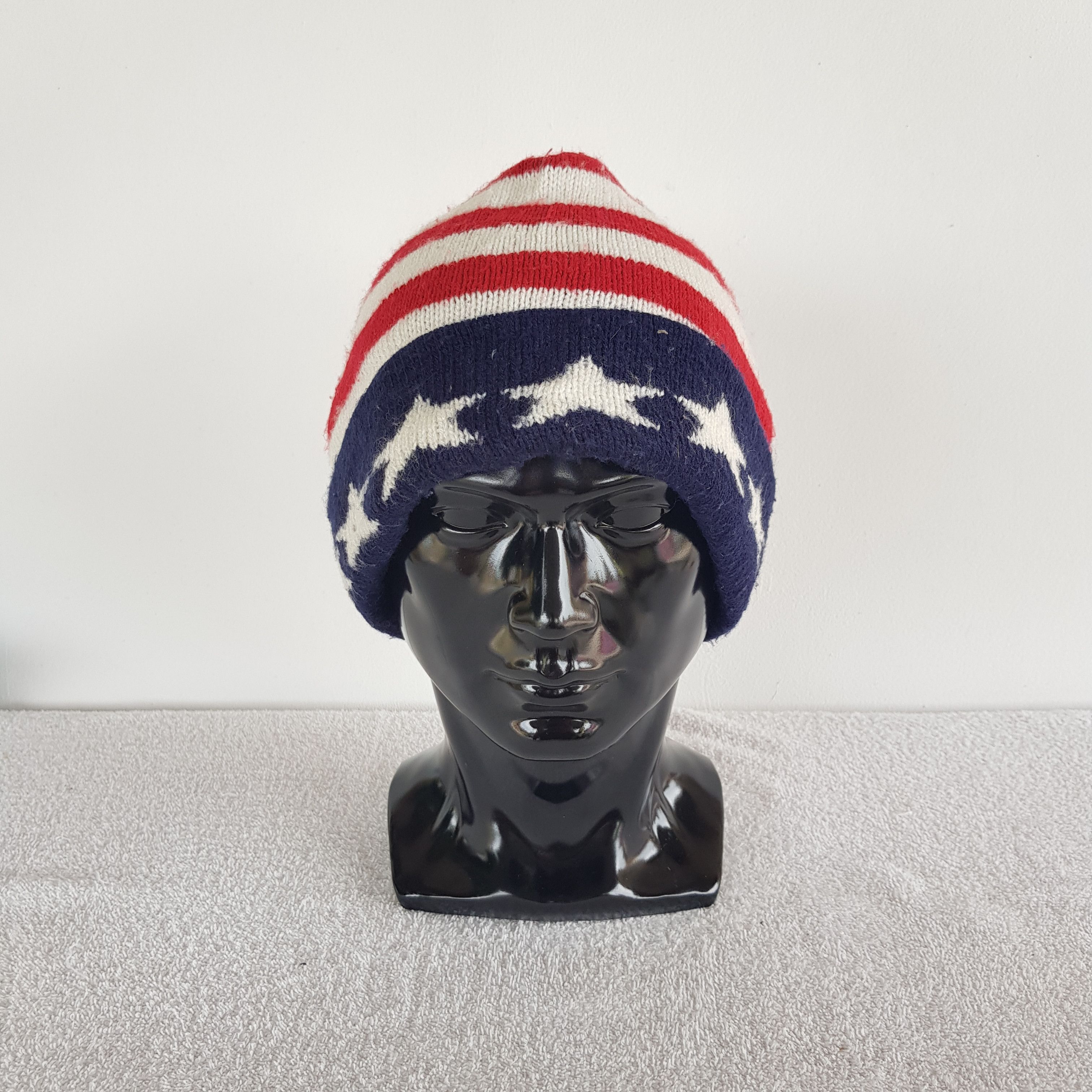 Japanese Brand × Vintage American Flag Beanie Knitted Snow Cap American Hats Size ONE SIZE - 1 Thumbnail
