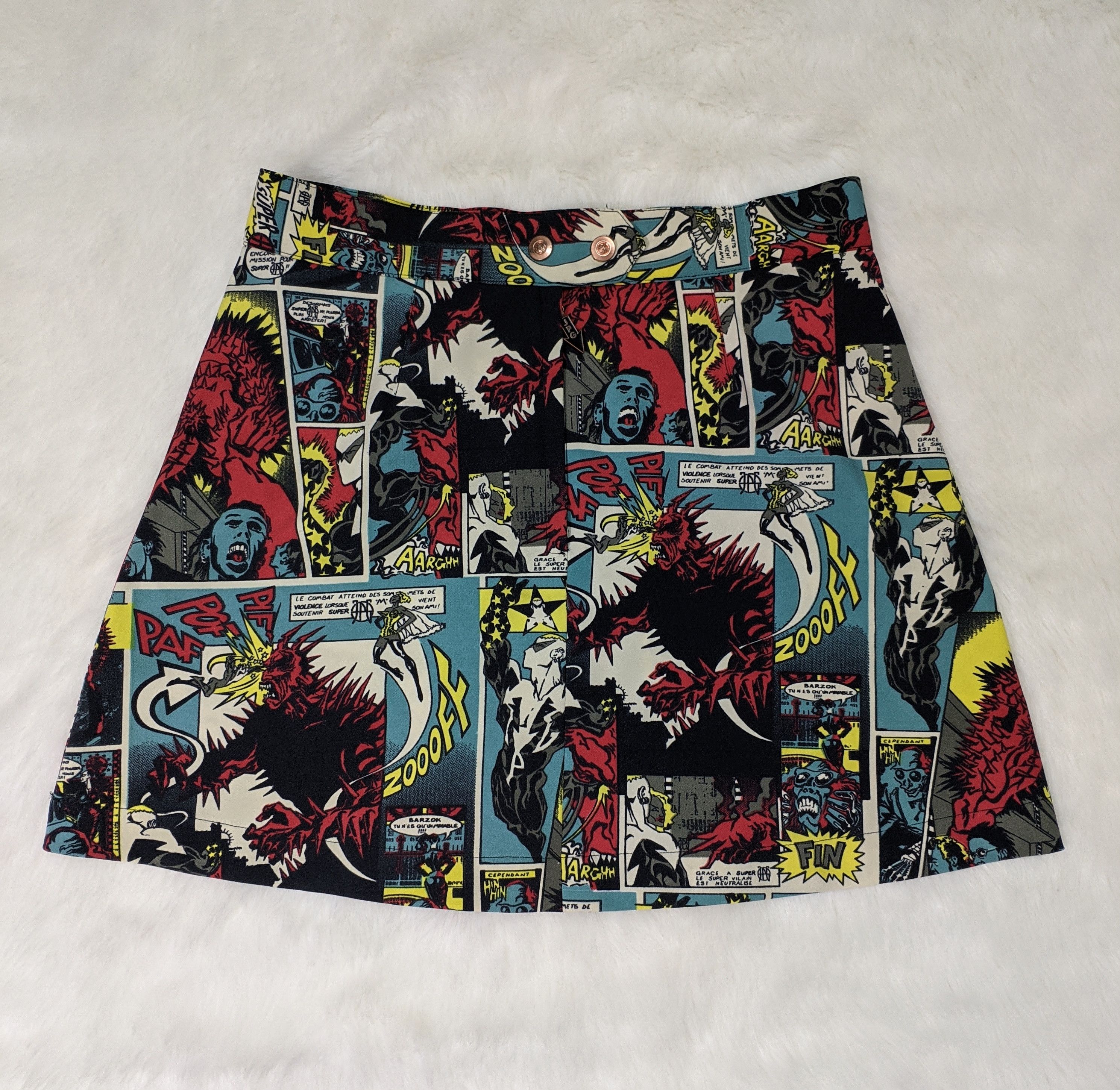 Vintage JEAN PAUL GAULTIER Virus Man Comic Book Print Skirt 1990's
