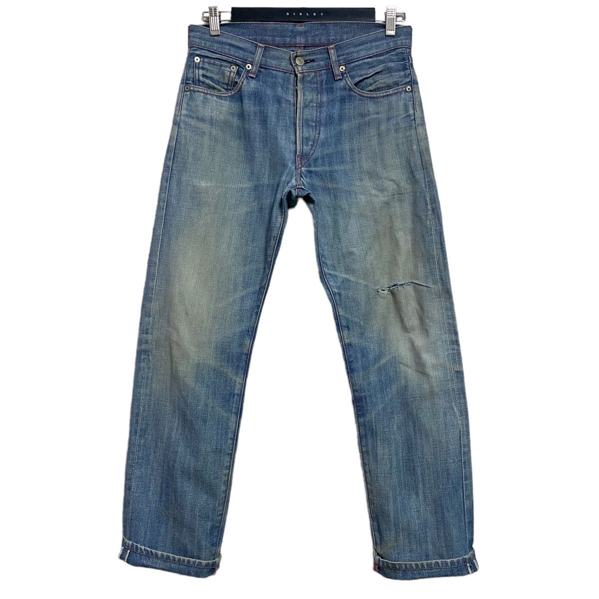 Levi's Levis Red Distressed Denim Selvedge Jeans Size US 30 / EU 46 - 2 Thumbnail