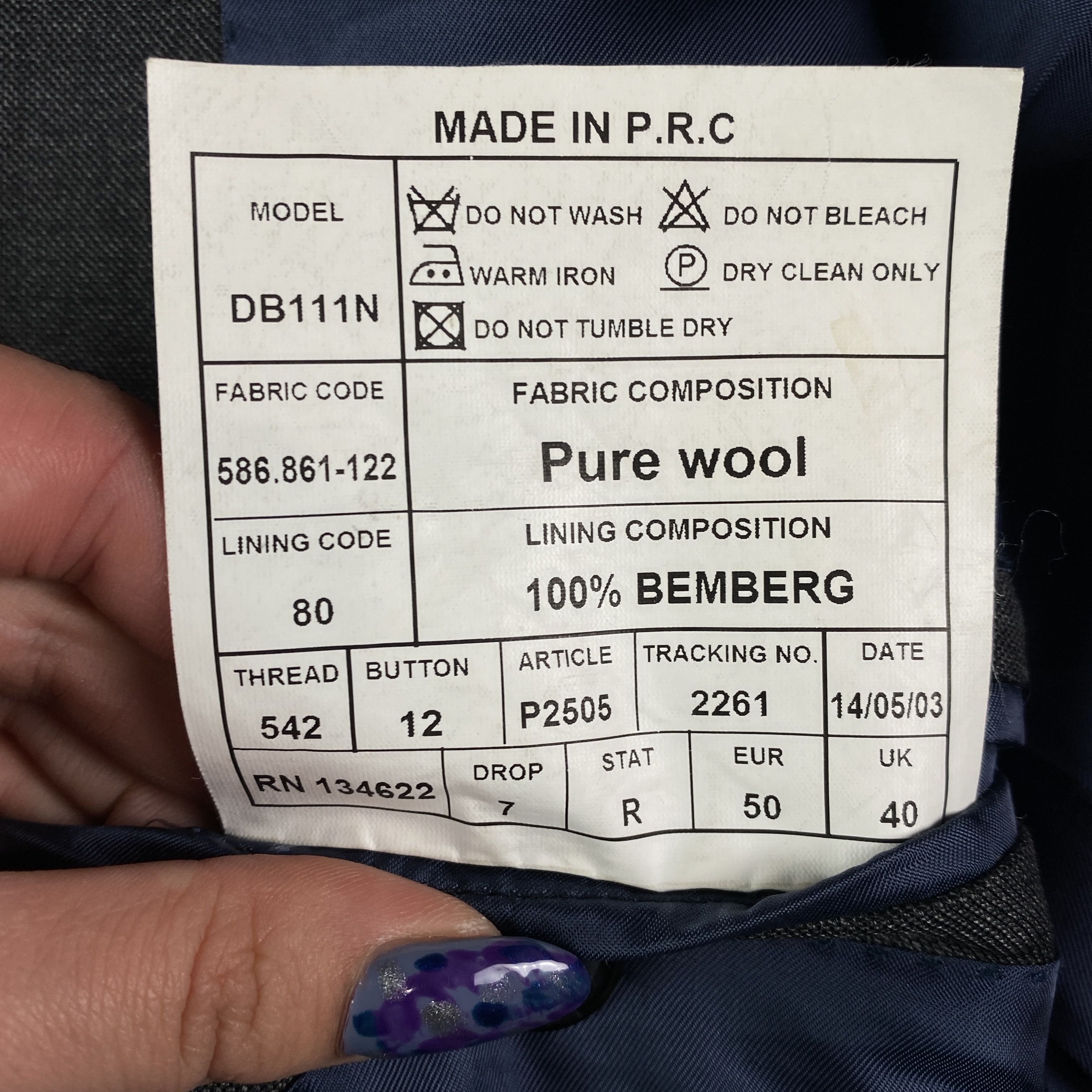 Suitsupply Mens Wool Blazer Jacket Suitsupply Size Eur 50 Size 50R - 7 Thumbnail