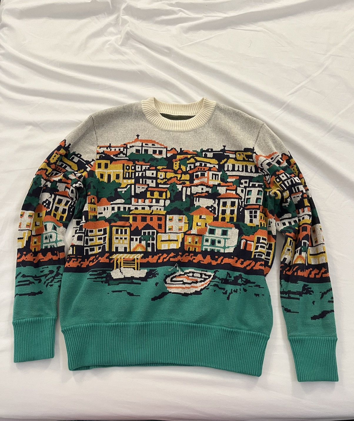 Pull Aime Leon Dore Seatown Molyvos - Bleu Tricoté Coton - Taille Medium Homme - Neuf Sans étiquettes