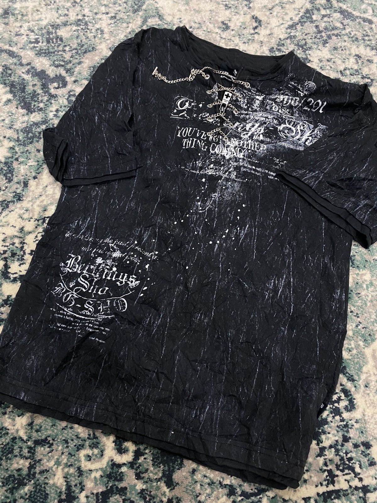 Japanese Brand 🔥 Rare 🔥 Punk Style Poem Chain Collar T Shirt Size US M / EU 48-50 / 2 - 2 Thumbnail
