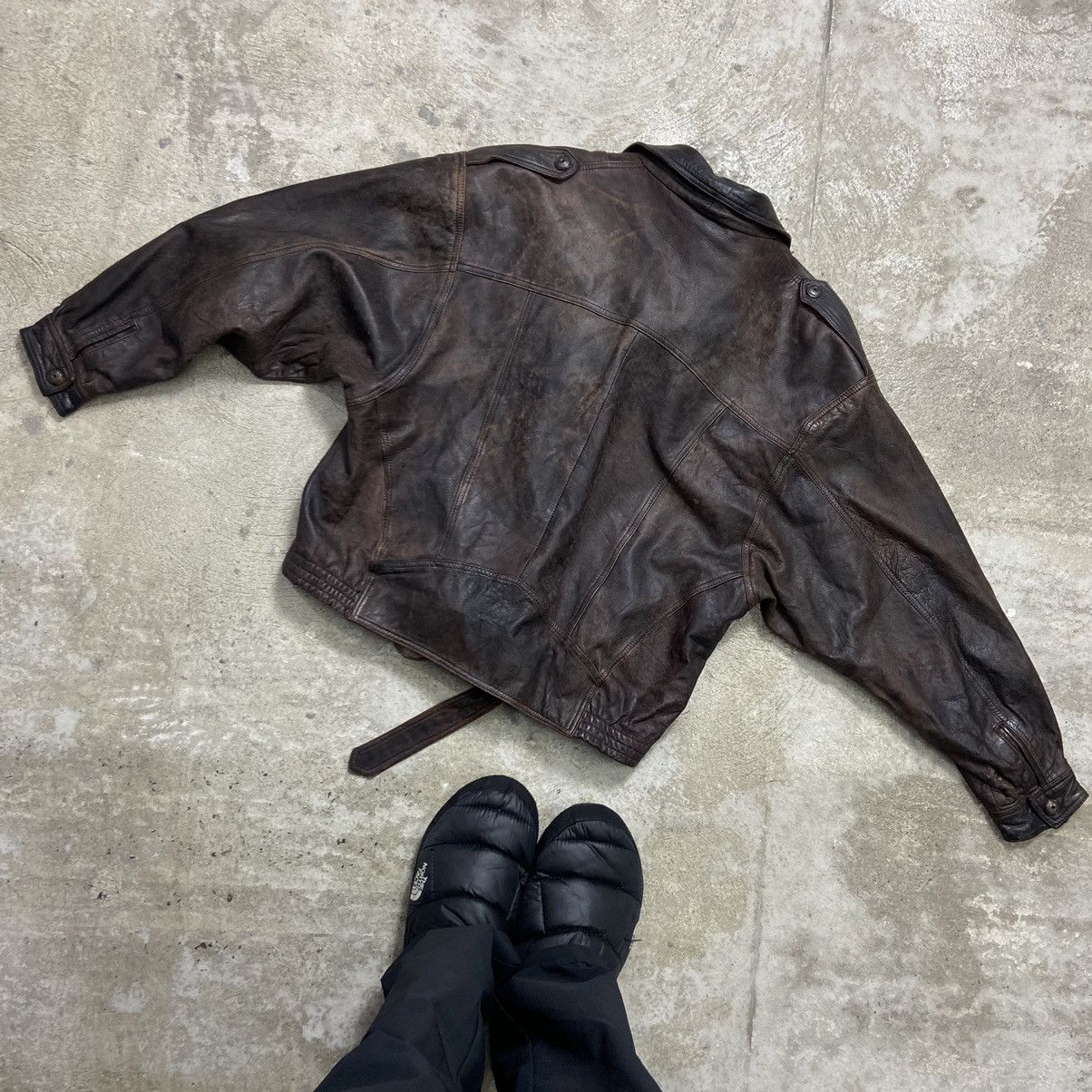 Genuine Leather 1970s BIKER LEATHER JACKET Size US L / EU 52-54 / 3 - 3 Thumbnail
