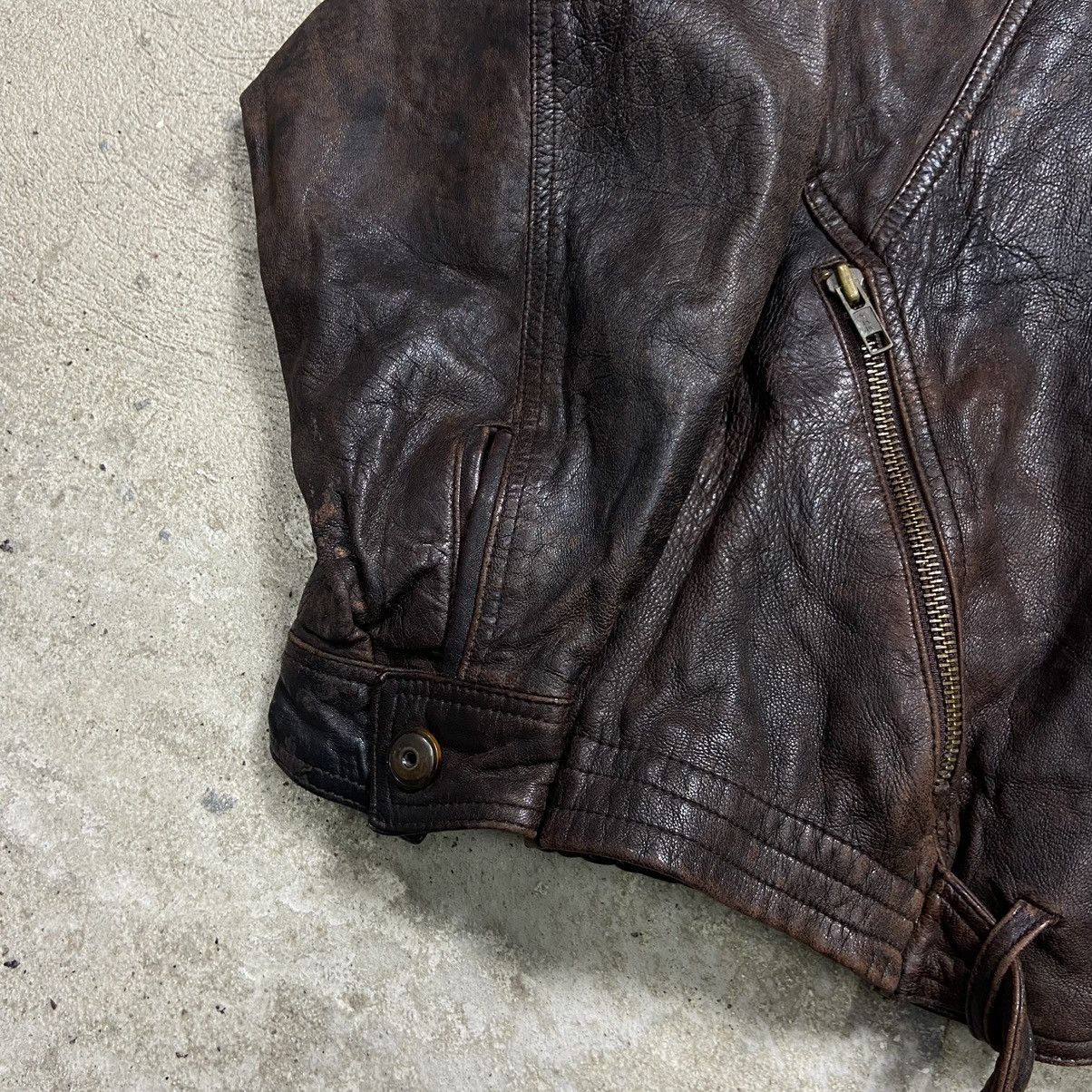 Genuine Leather 1970s BIKER LEATHER JACKET Size US L / EU 52-54 / 3 - 6 Thumbnail