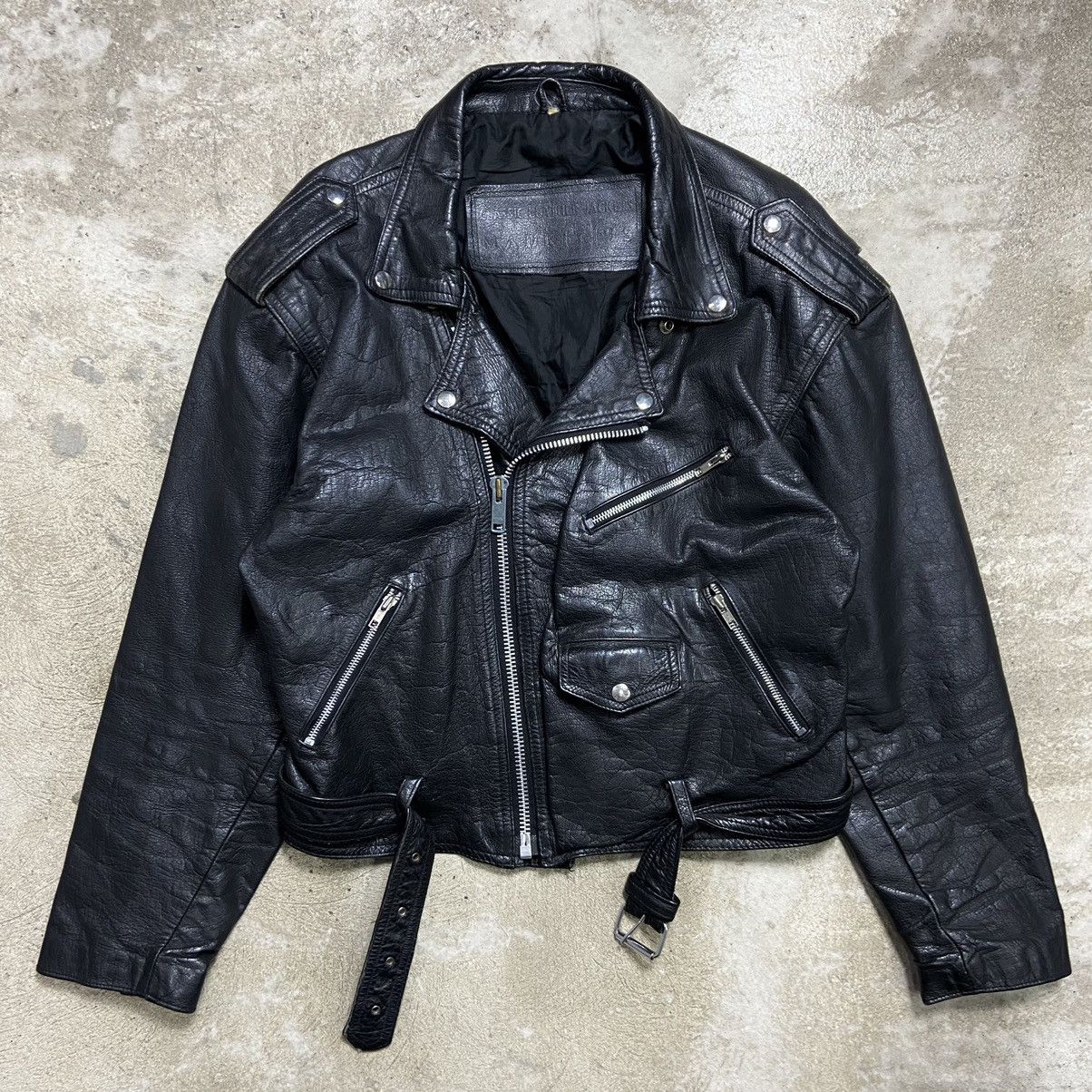 Genuine Leather 1970s LEATHER JACKET- № 2274 Size US L / EU 52-54 / 3 - 3 Thumbnail