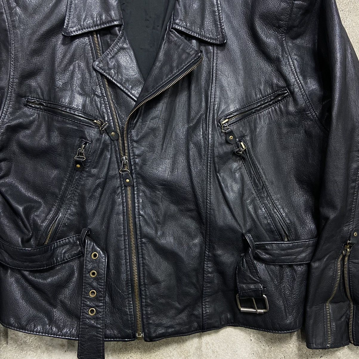 Genuine Leather 1970s BIKER LEATHER JACKET Size US L / EU 52-54 / 3 - 3 Thumbnail