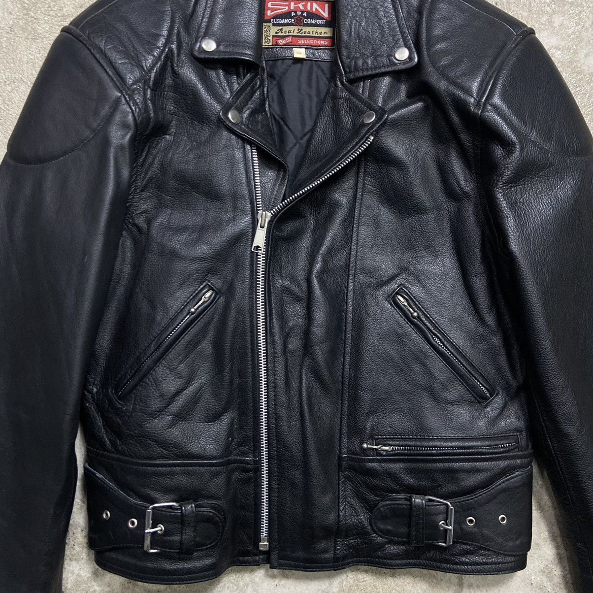 Genuine Leather 1980s BIKER LEATHER JACKET EXCELLENT VINTAGE QUALITY - 2273 Size US L / EU 52-54 / 3 - 4 Thumbnail