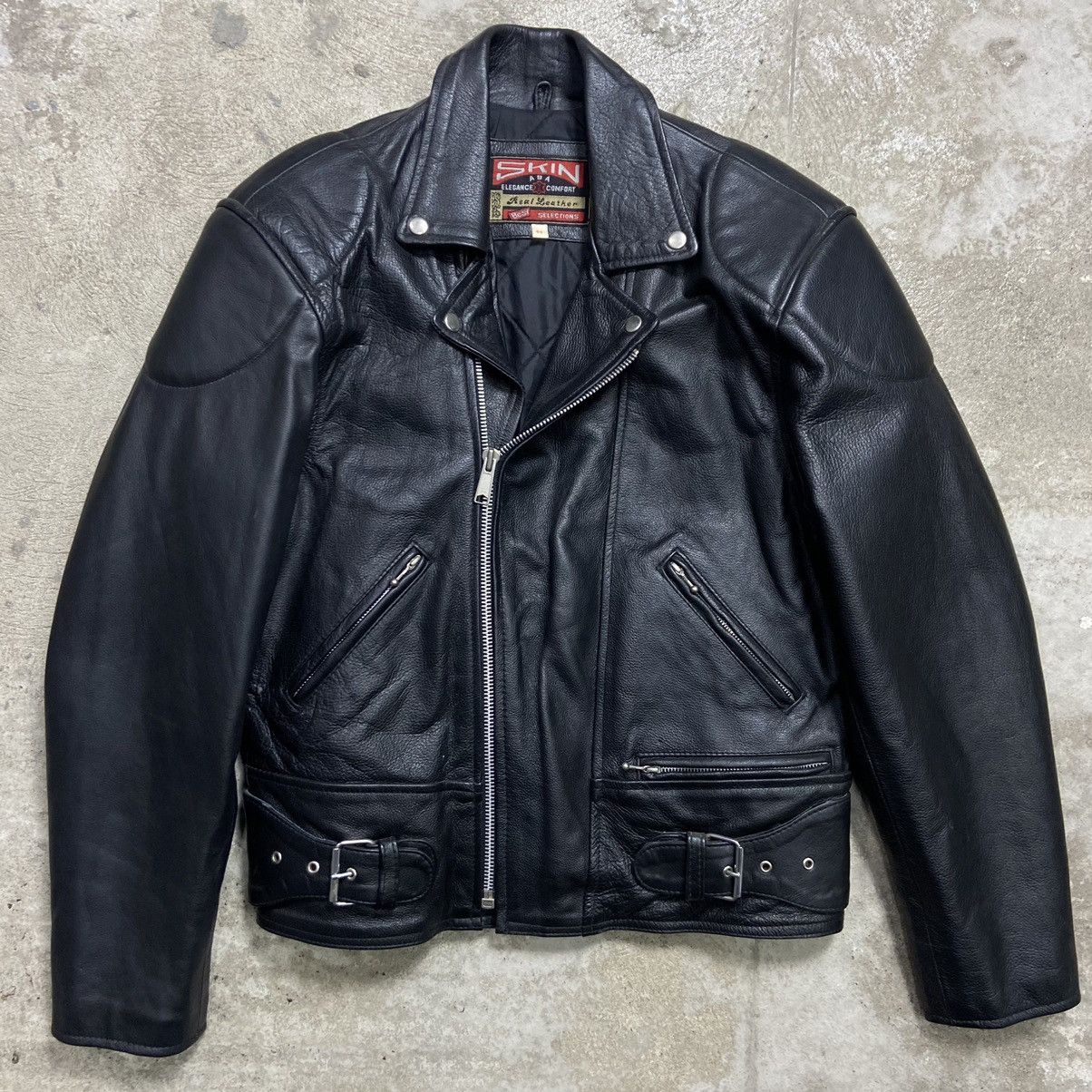 Genuine Leather 1980s BIKER LEATHER JACKET EXCELLENT VINTAGE QUALITY - 2273 Size US L / EU 52-54 / 3 - 3 Thumbnail