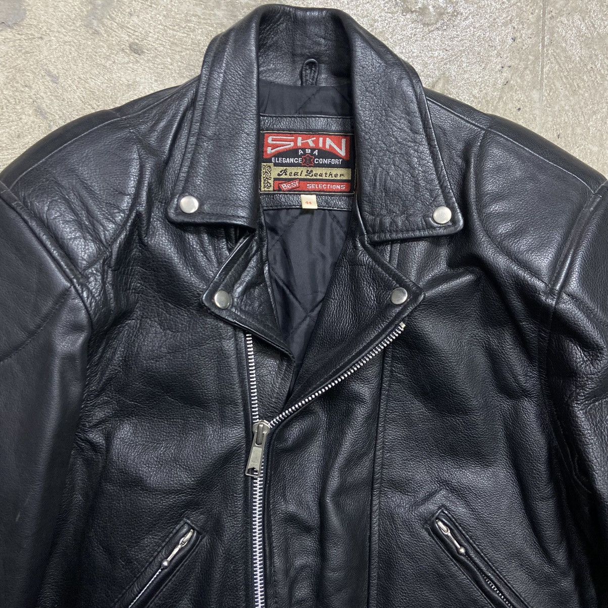 Genuine Leather 1980s BIKER LEATHER JACKET EXCELLENT VINTAGE QUALITY - 2273 Size US L / EU 52-54 / 3 - 9 Thumbnail