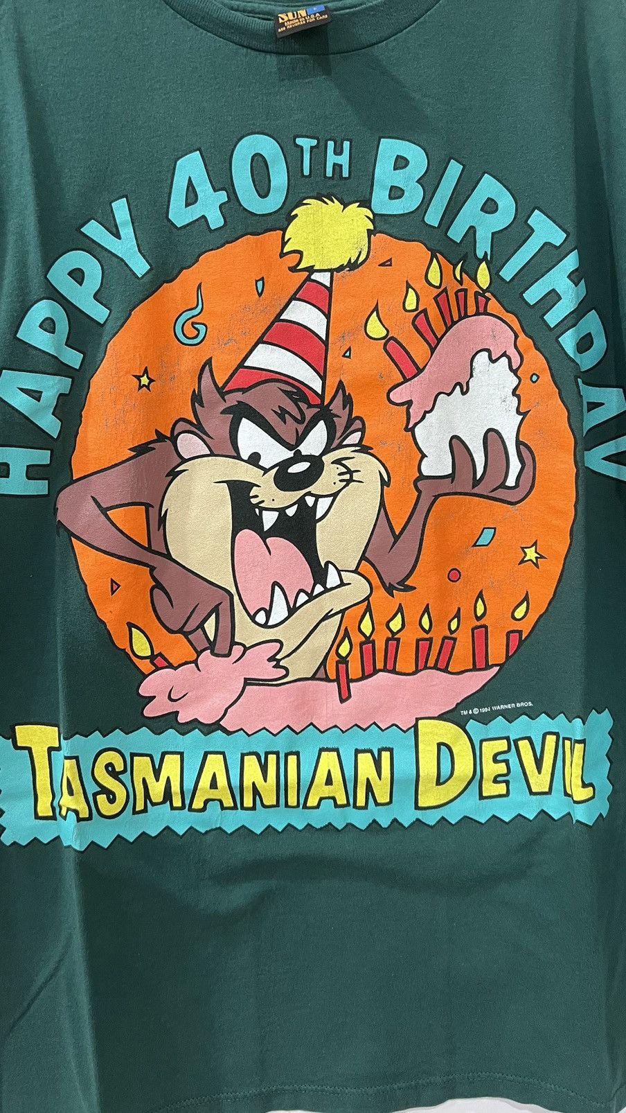 Vintage 1994 Happy 40th Birthday Tasmanian Devil Sz L Single Stitch Size US L / EU 52-54 / 3 - 4 Thumbnail